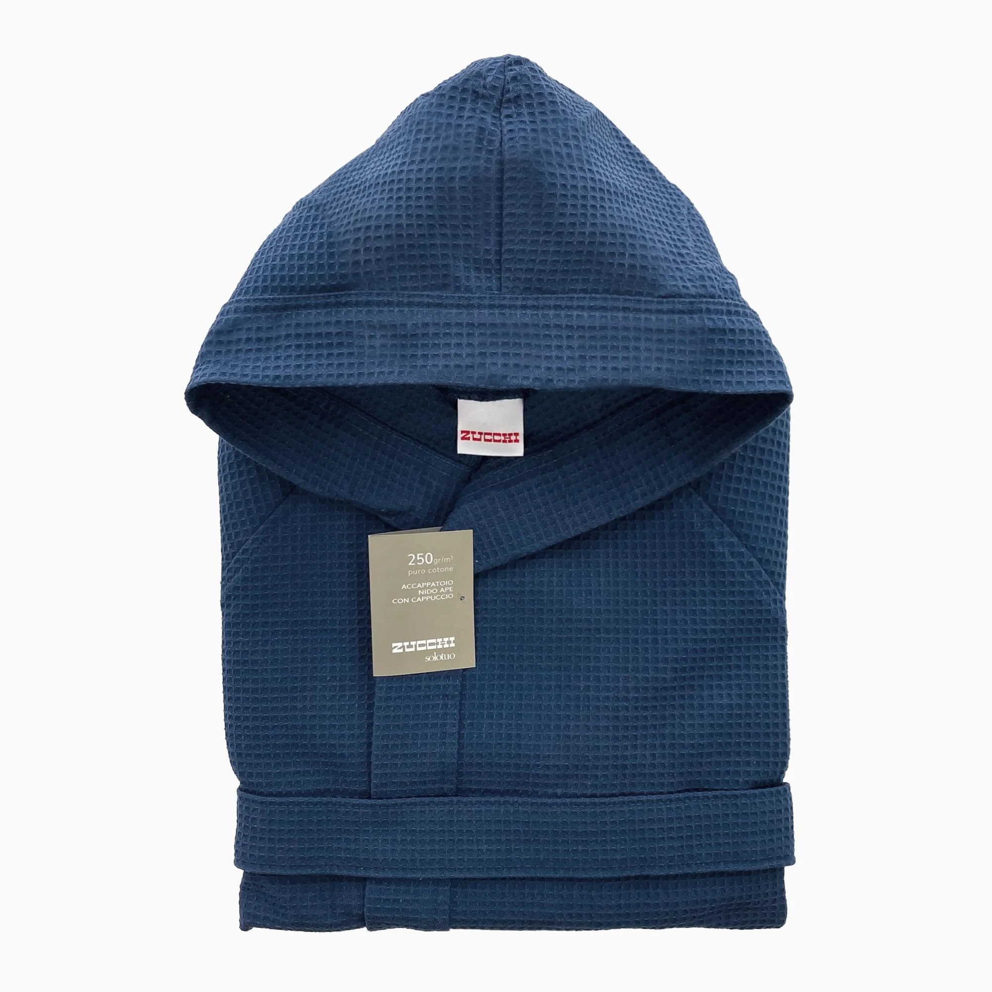 Albornoz Nido de abeja Hombre Mujer Zucchi solotuo con capucha talla XXL 58/60 azul puro algodón Piquet