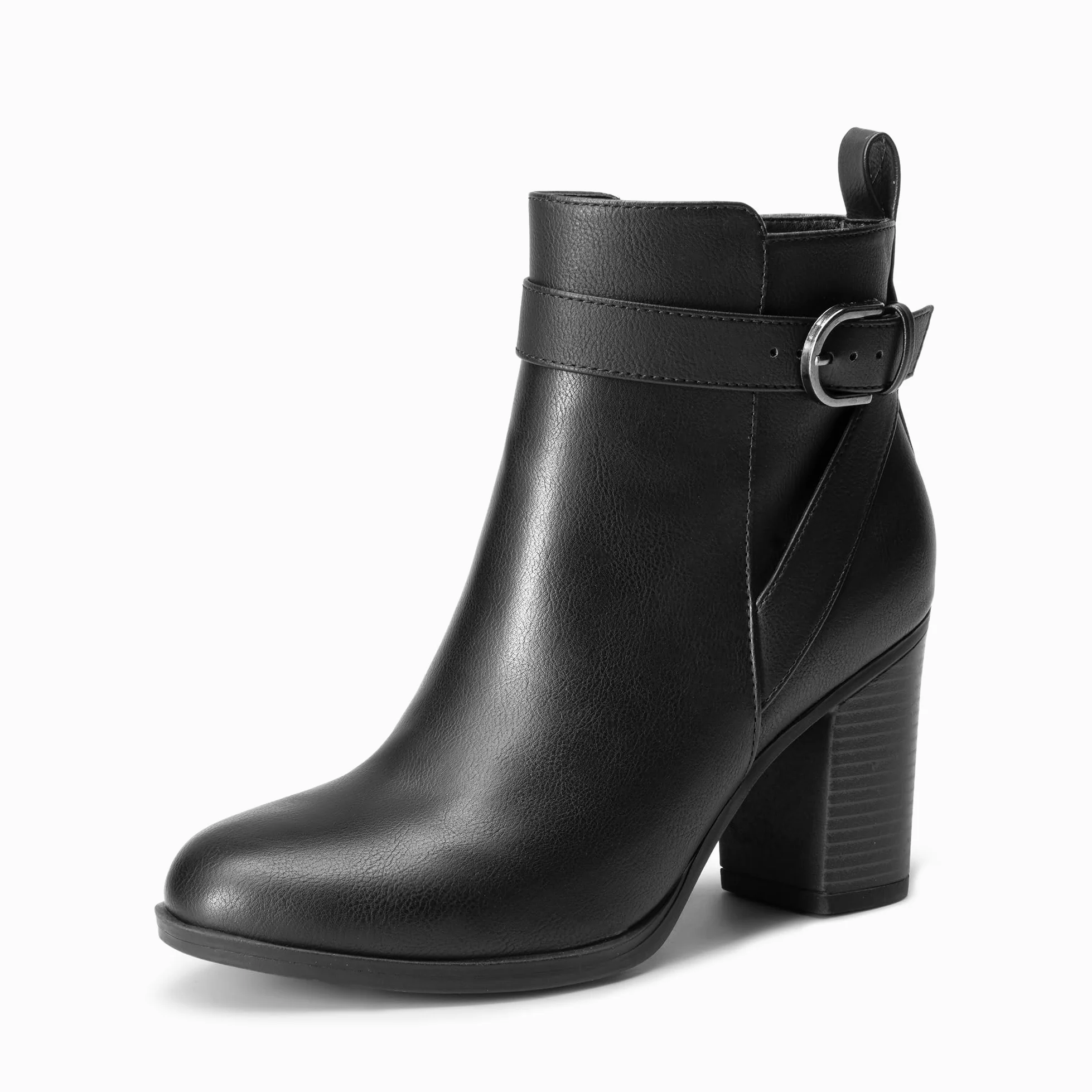 DREAM PAIRS Botines de Tacón Alto Grueso para Mujer, Punta Redonda, Botines Cortos de Otoño