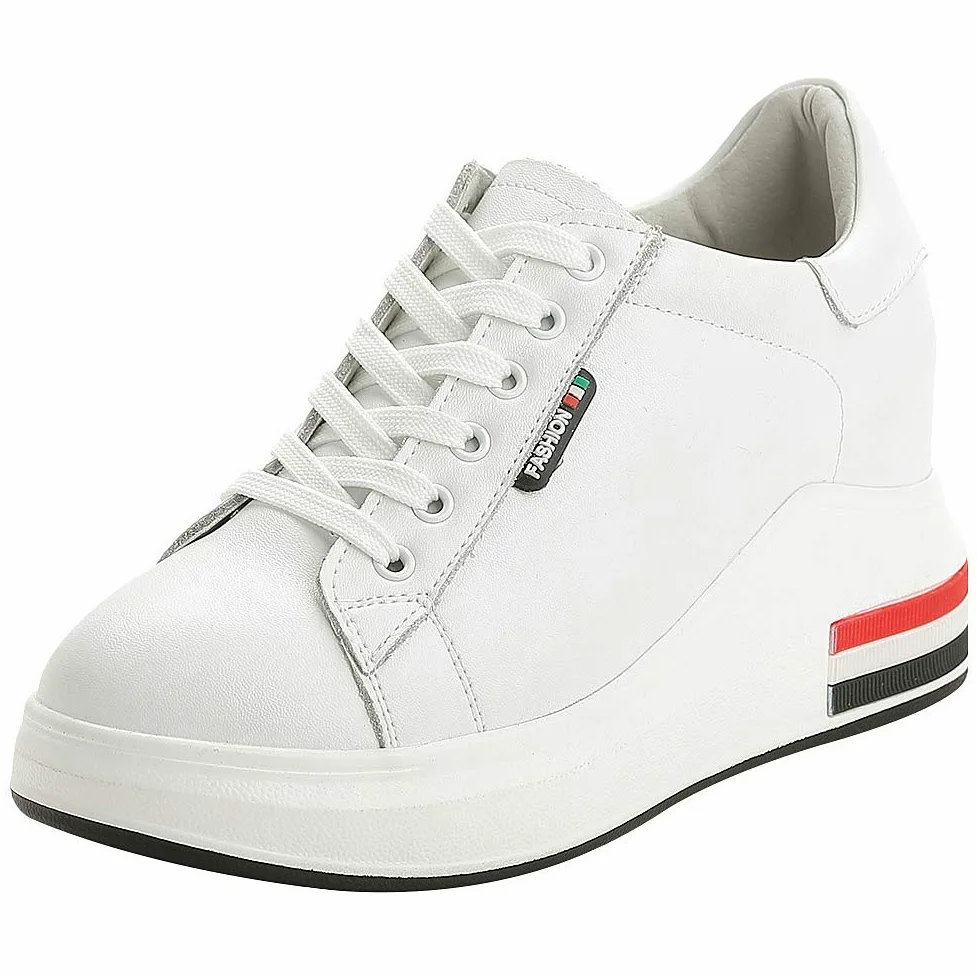 ANUFER Mujer Zapatillas Plataforma Alta Tacón de Cuña Oculto con Cordones Moda Zapatos Deportivos
