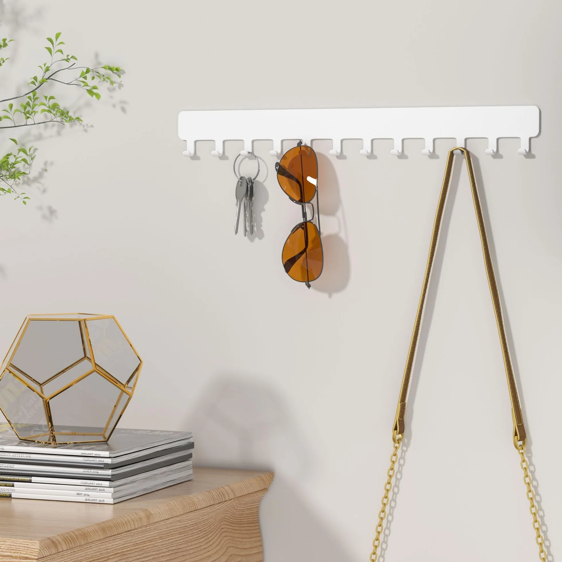 Josmimic Organizador de joyas para colgar en la pared, soporte para cadenas, colgador blanco, 2 unidades