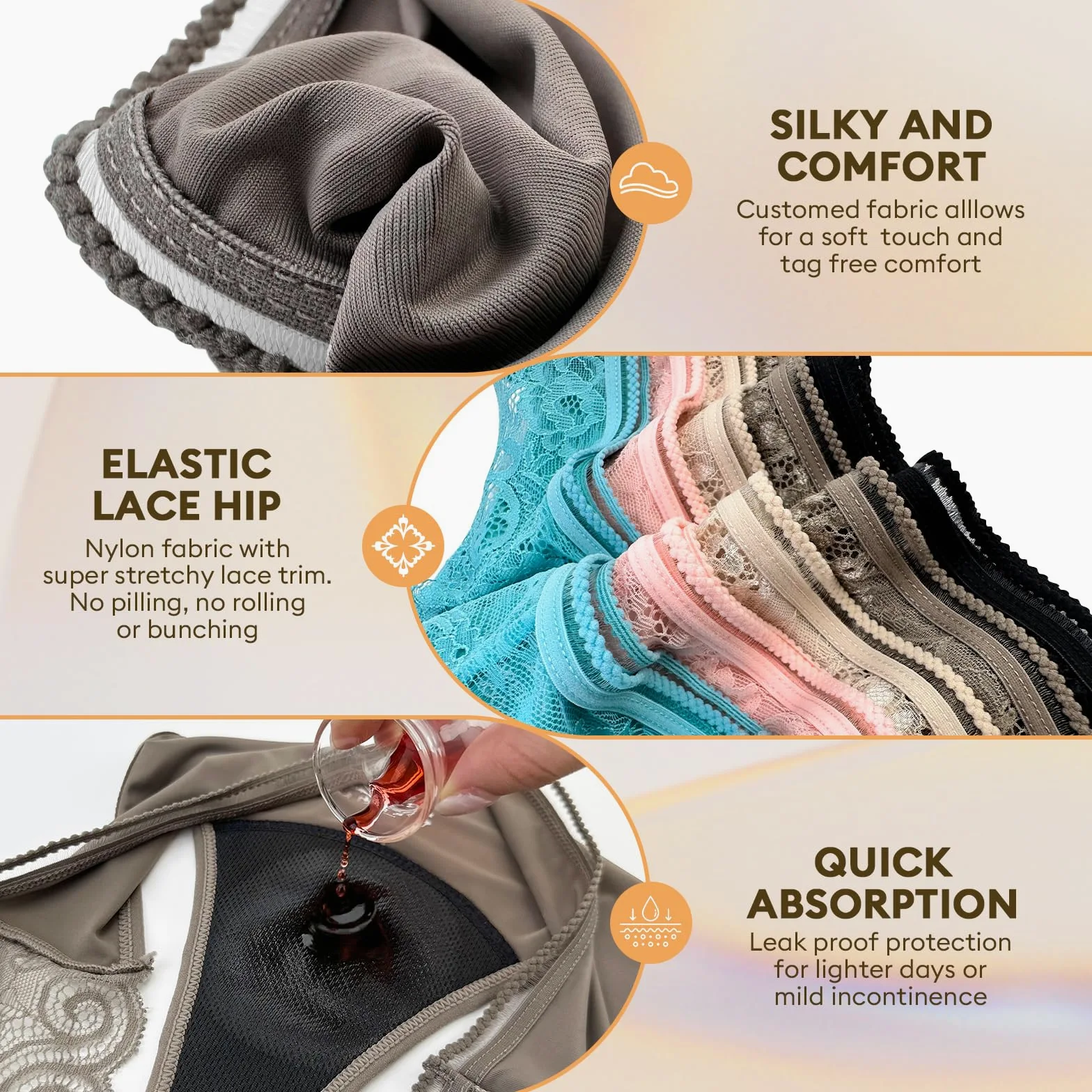 Period Underwear for Women, Leak Proof Period Panties Heavy Flow, Menstrual Incontinence Sporty Brief, Absorbent Panty