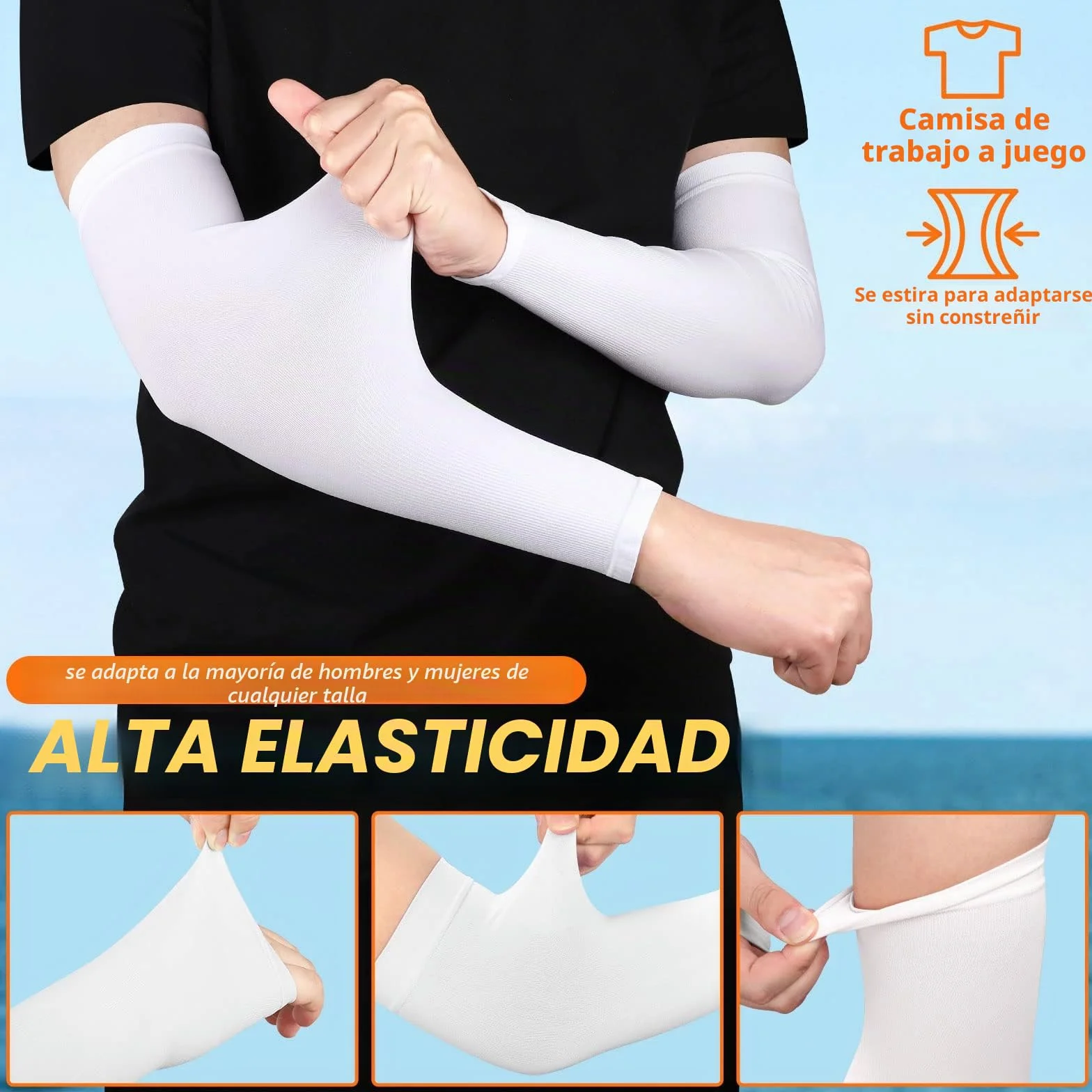 Manguitos UPF 50+ Refrescantes Anti UV Compresión Protección Solar Antideslizantes para Correr Ciclismo 2 Pares