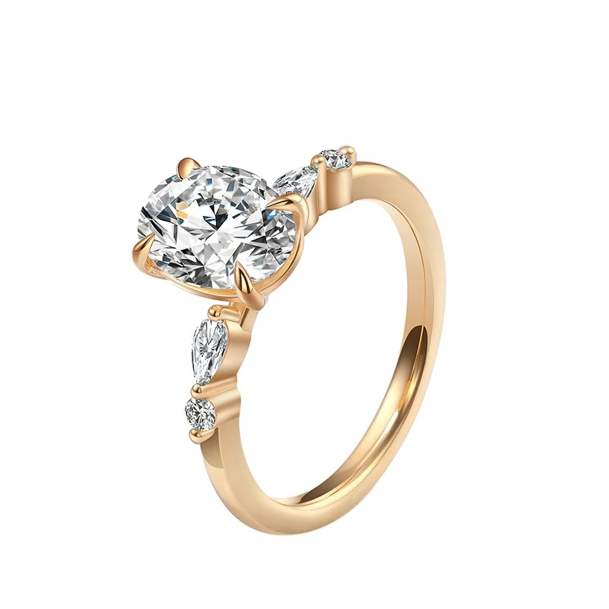 Anillos de oro 375 para mujer, anillo de boda de oro amarillo de 9 quilates, ovalado, anillos de compromiso solitario, anillo de compromiso para mujer con moissanite de 1 ct, color D, VVS1, para
