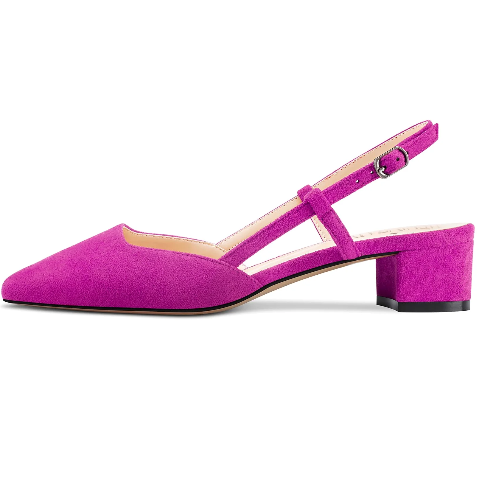 HEUIVZAR Mujer Pumps Cuadrada Punta Gatito Bajos Ancho Chunky Heel Slingback Ante Dress Zapatos Vacaciones Cute de Boda 3.5 CM