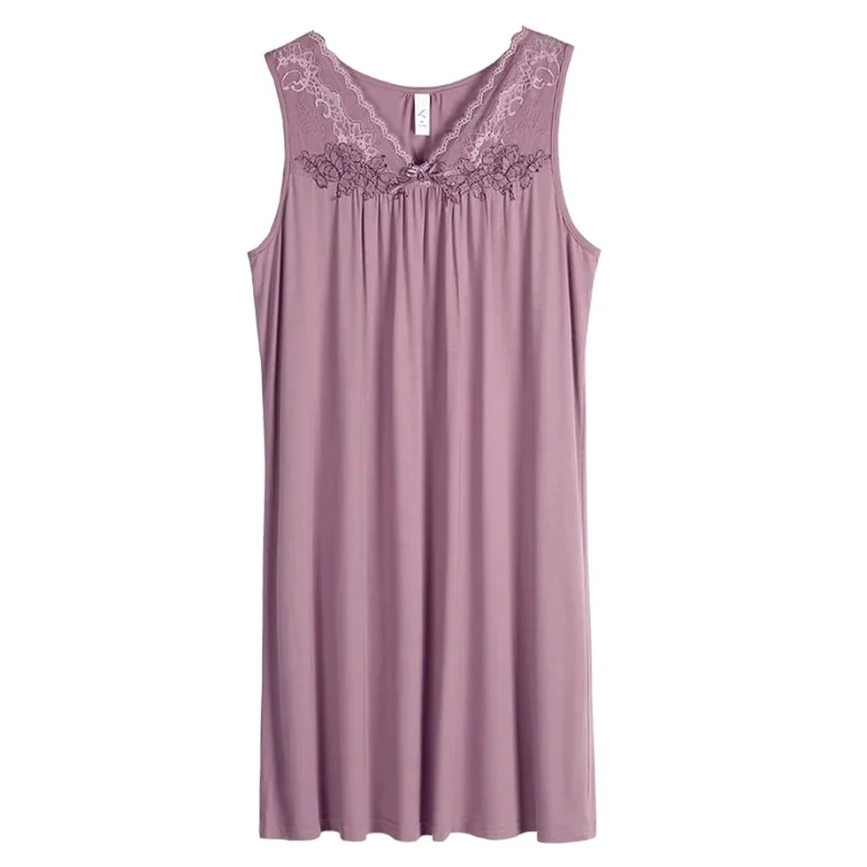 Camisón para Mujer - Ropa De Dormir De Encaje con Cuello En V para Mujer, Camisón De Verano, Camisón Modal, Chaleco, Pijamas