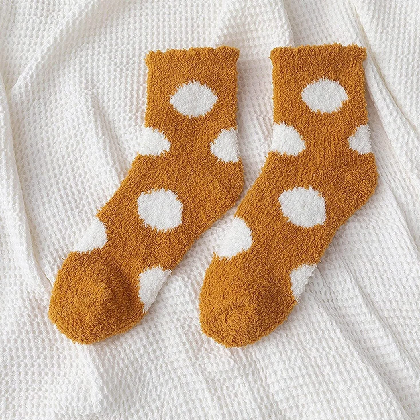 Calcetines Invierno 12 Pares De Calcetines Térmicos De Invierno Para Mujer, Patrón De Lunares Bonitos, Esponjosos, Supersuaves, Cálidos Y Acogedores Calcetines Termicos