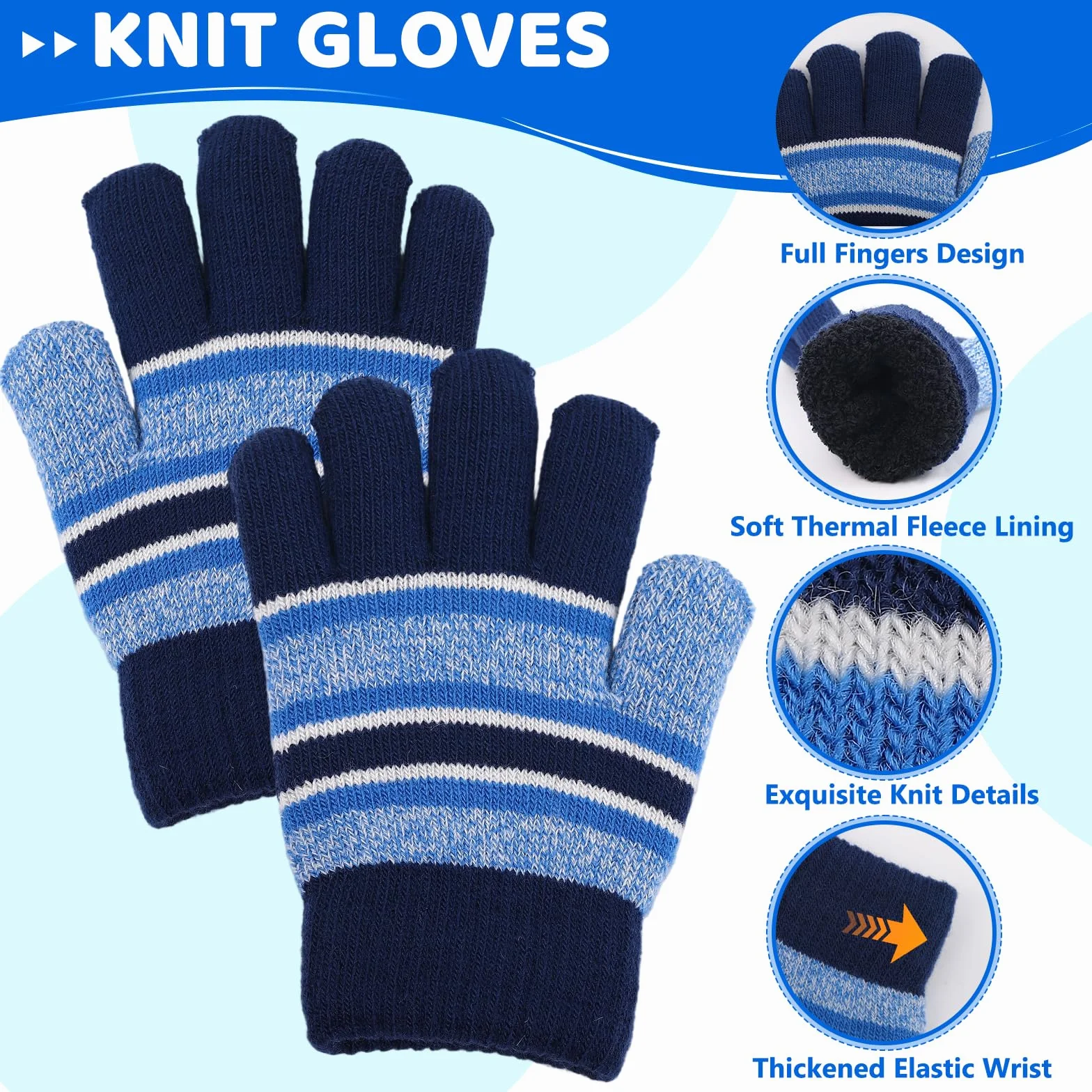 LACOFIA 3 Piezas Conjunto de Gorro Bufanda Guantes Invierno para Niños Beanie Punto con Pompon Sombrero Forro Polar Térmico para Niños 2-7 Años