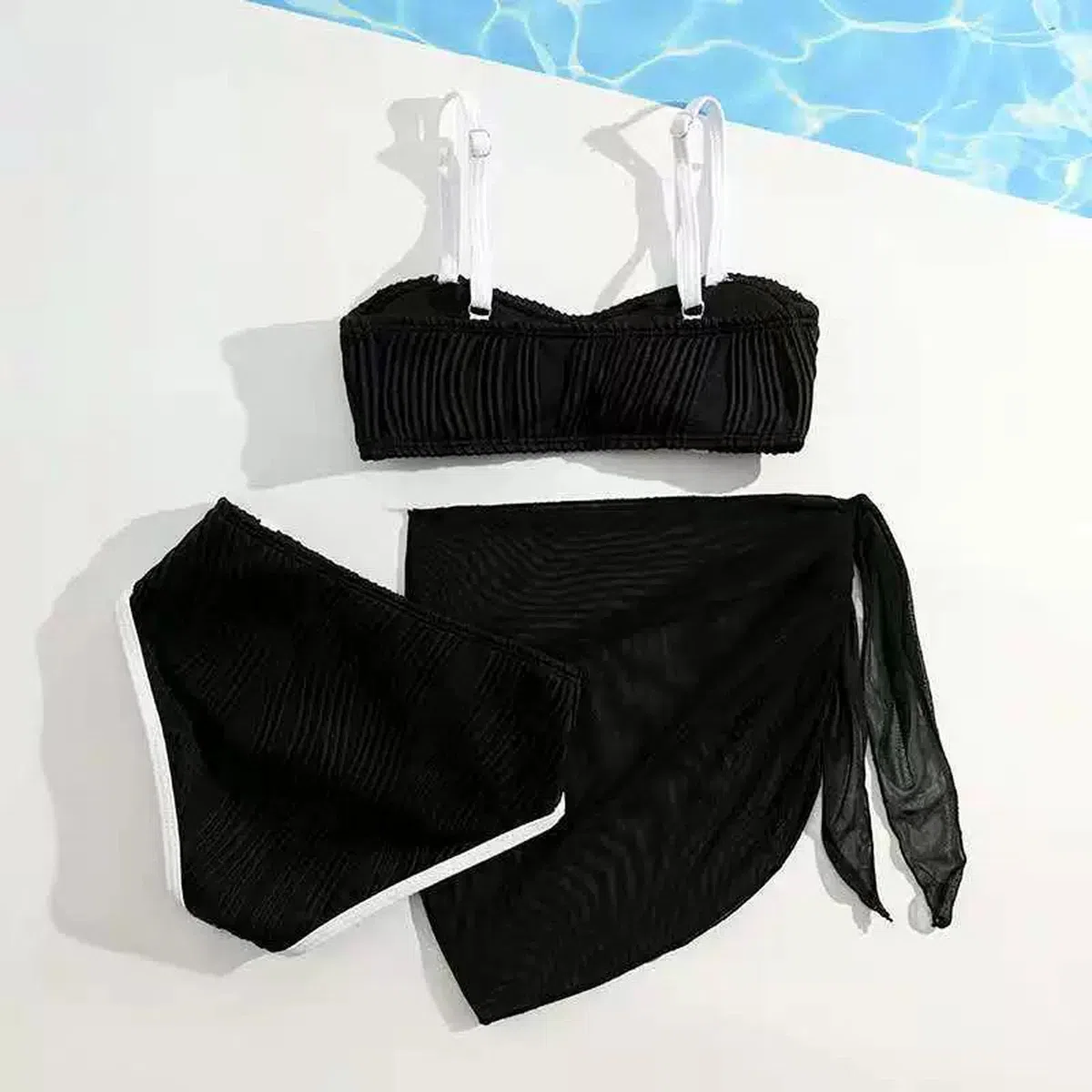 Generisch Bikini para adolescentes y niñas, traje de baño de dos piezas para niñas, tankini monocolor con protector de sarga y bañador a juego para playa y piscina en verano