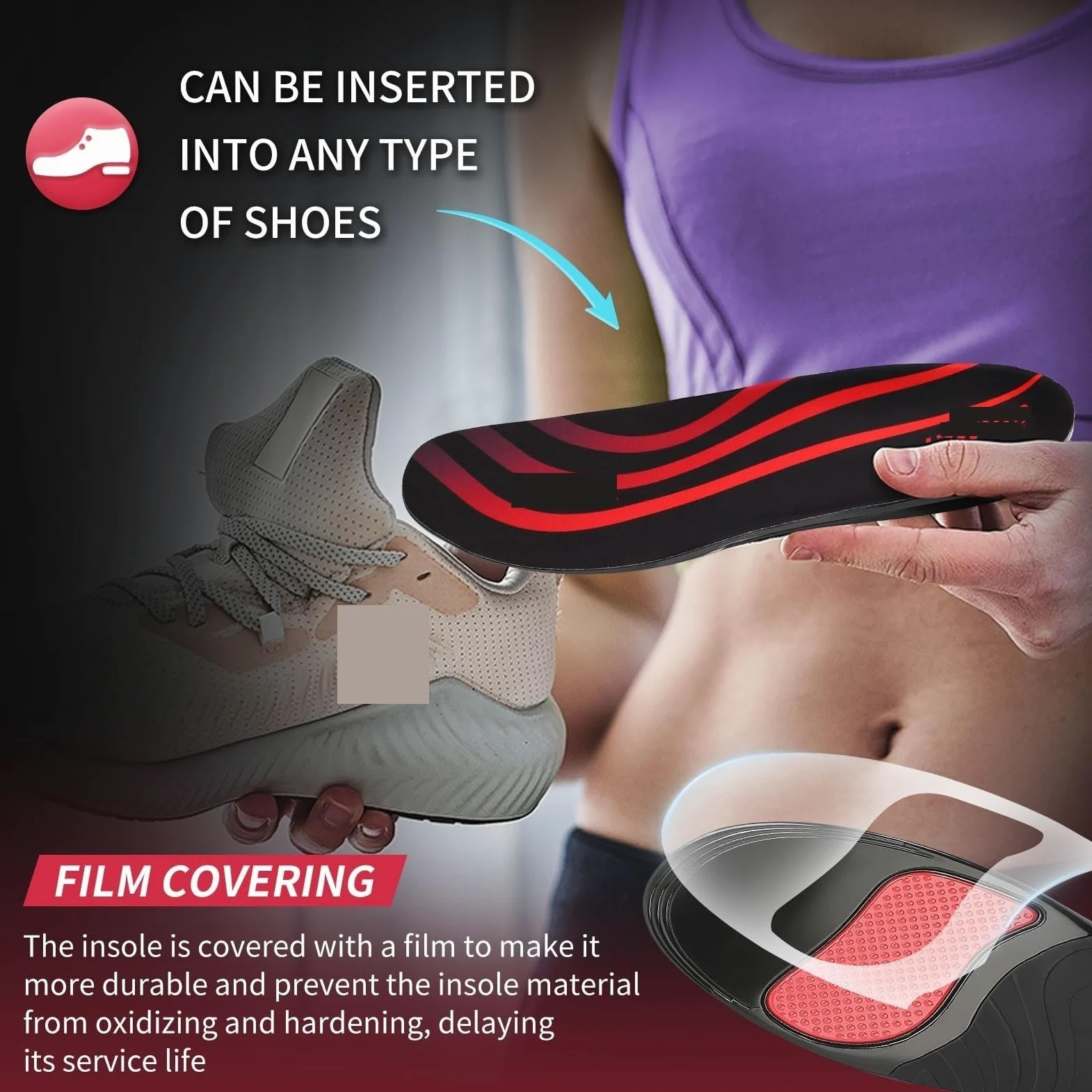 Plantilla ortopédica for soporte de arco resistente | Distribuye la presión Botas de trabajo con plantilla for correr atléticas(M 41-43(280mm))