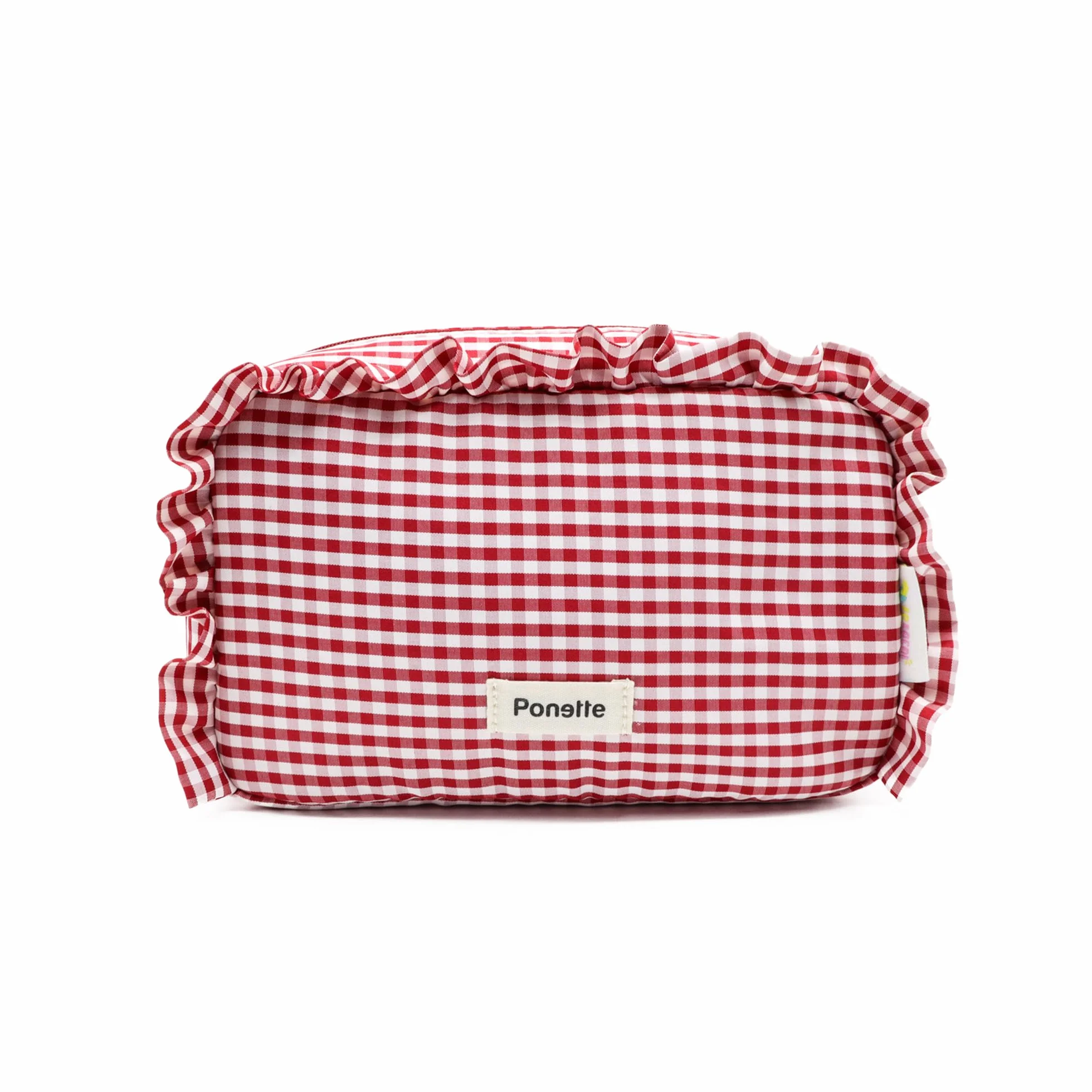 PONETTE - Neceser Mujer A Lo Loco, Vichy Cuadro Rojo, Chica, Estilo, Divertido, Juvenil, Bolsa de Aseo, Viaje, Tocador, Estuche, Marca Española