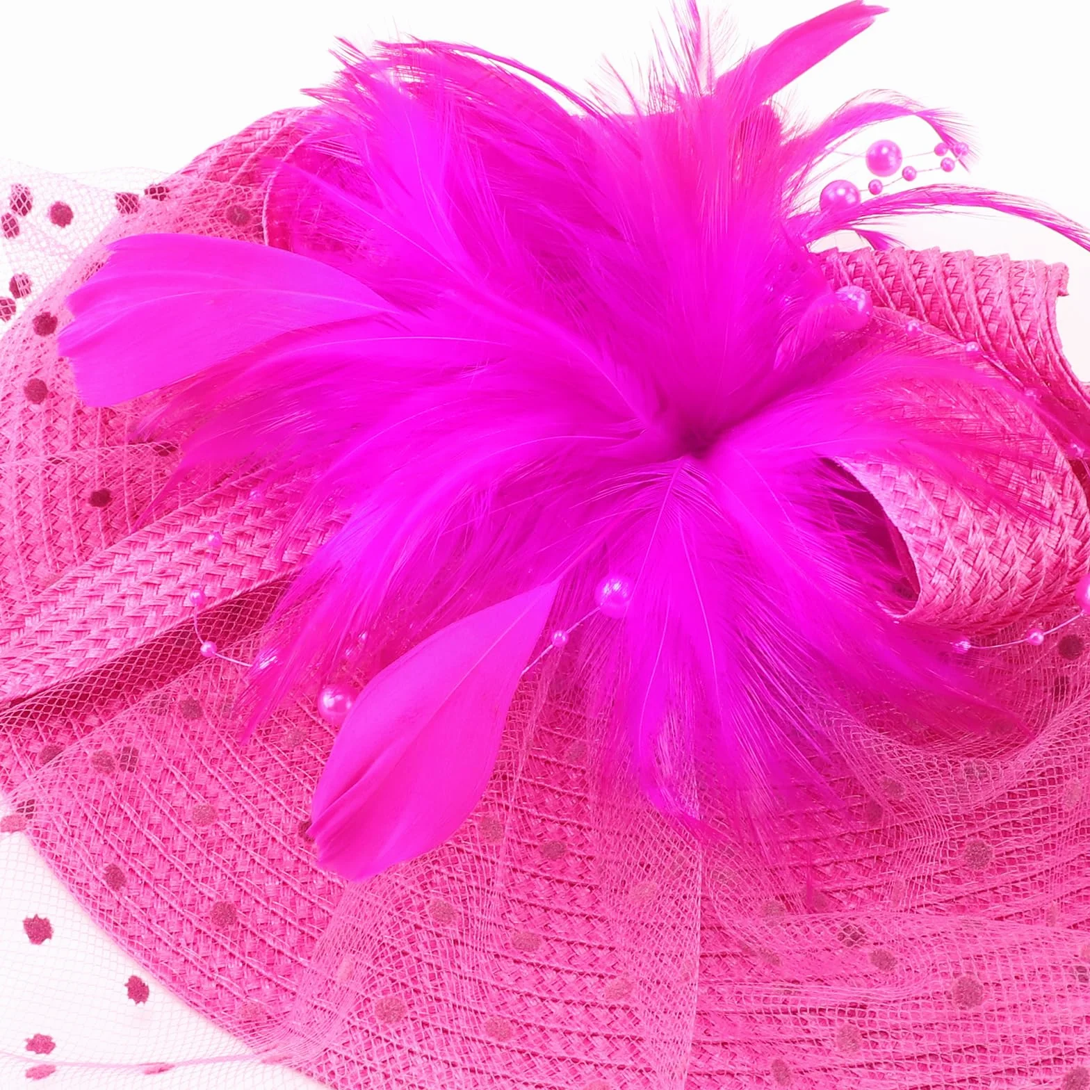DRESHOW Fascinators Sombrero de Mujer Flor de Malla de Plumas Fascinator Boda Cocktail Tea Party Sombreros Tocados para Niñas y Mujeres