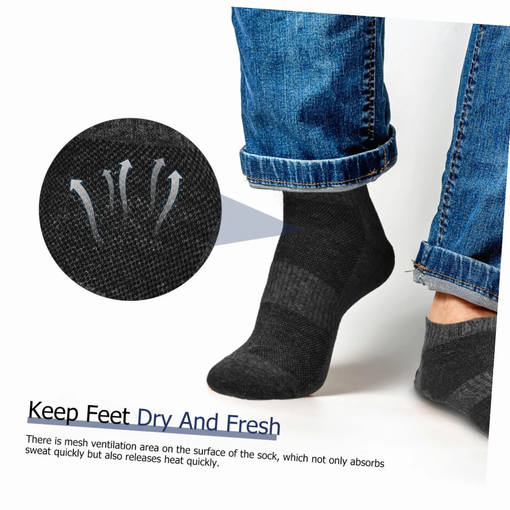 9 pares Calcetines Hombre Tobilleros Transpirables Algodón Soporte Elástico para Running Deportes Negro Gris