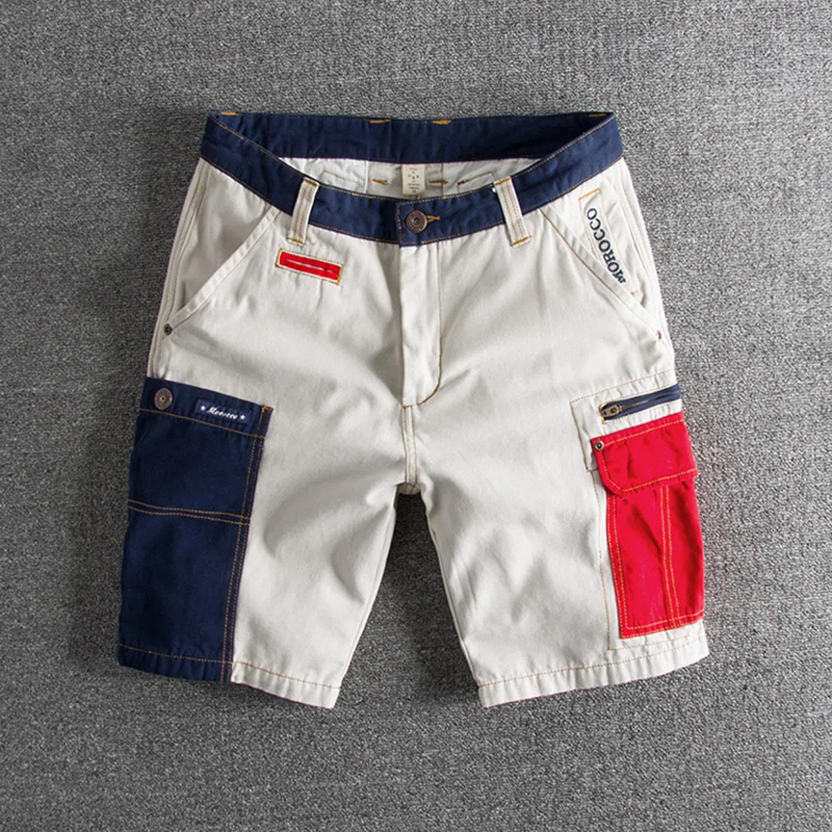 Pantalones Cortos Pantalones Cortos De Verano para Hombre, Pantalones De Hip-Hop para Hombre con Lavado De Múltiples Bolsillos, De Algodón, Estilo Car