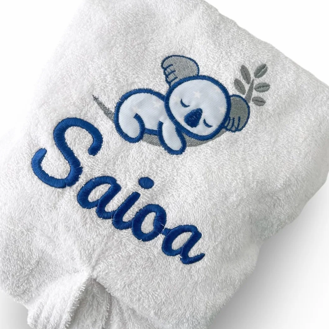 Albornoz infantil personalizable con nombre bordado - Bata de baño rizo blanco absorbente Talla 1-16