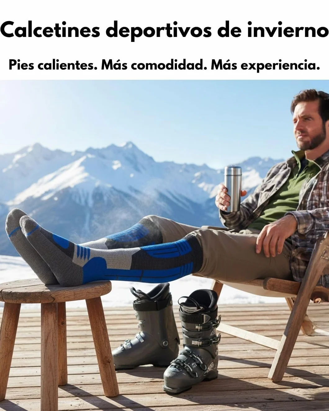 sockenkauf24 2 Pares Calcetines Esquí para Hombre Lana Merino