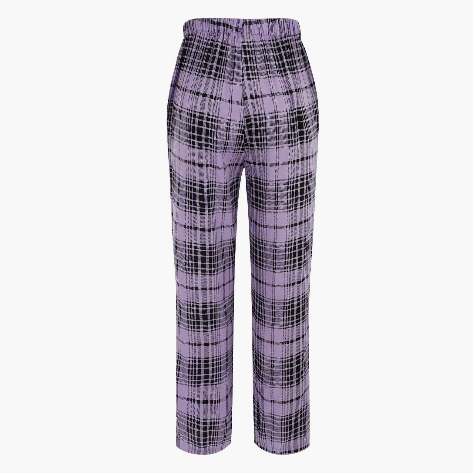 Generisch Pijama largo a cuadros para mujer, cuello redondo, otoño e invierno, pijama de tallas grandes, monocolor, traje holgado, ligero, ropa de salón, ropa de casa, traje de ocio ancho con arco