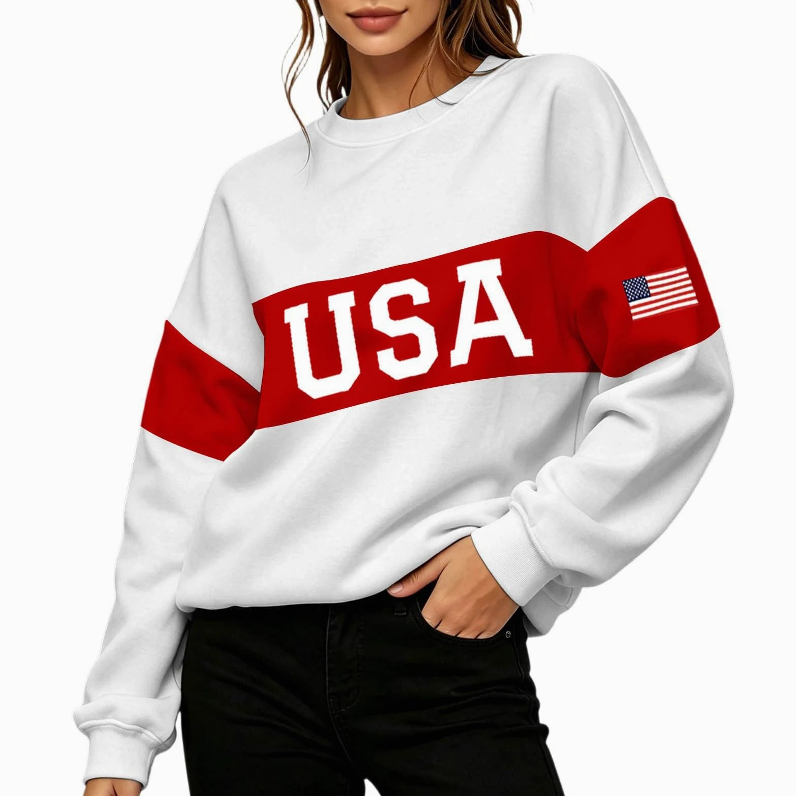 Sudadera de otoño/Invierno con Estampado de Letras, sin Capucha, Sudadera Informal de Forro Polar para Uso Diario, Elegante y cómoda, Mujer, Look Moderno