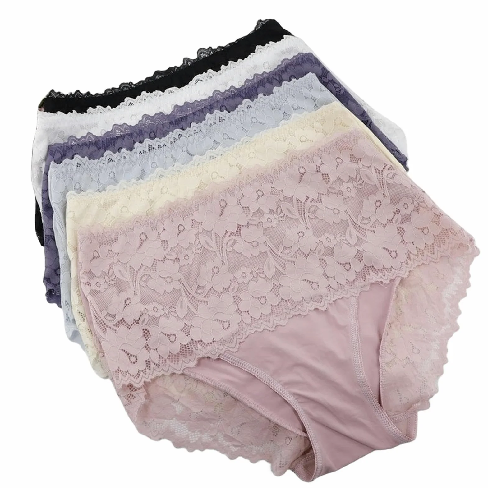 Bragas Mujer 3 Paquetes De Gran Tamaño Mujeres De Encaje De Cintura Alta Calates De Encaje De Encaje Resúmenes Sin Costuras