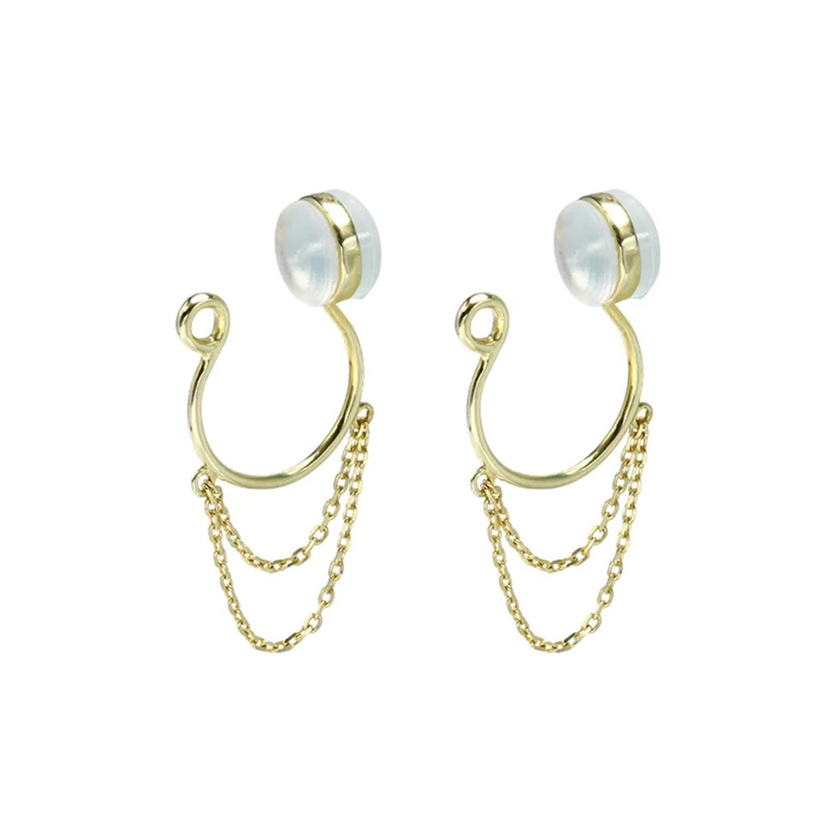 KnSam Pendientes de oro amarillo de 18 quilates, joyas de oro auténtico, clip de oreja, Au 750, pendientes boho para mujer, oro, Oro amarillo de 18 quilates, Sin circonita