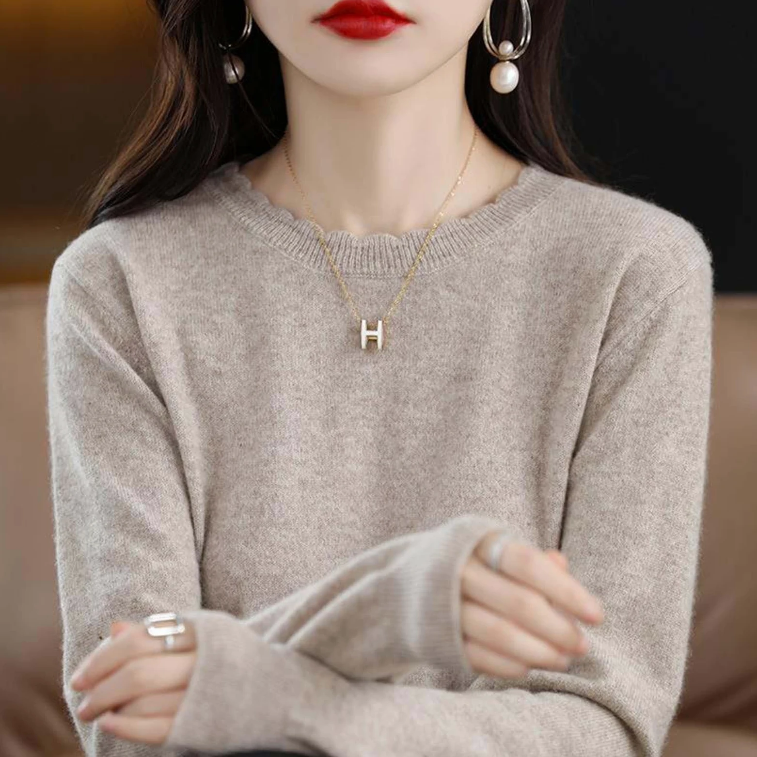 Camiseta térmica Interior Femenina Manga Larga Cuello para Invierno Abrigada