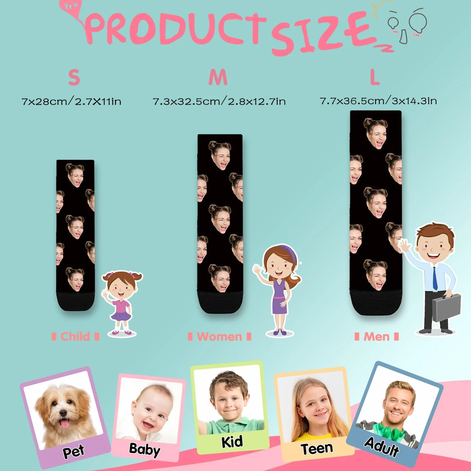 Bemaystar Calcetines Personalizados con Foto o Imagen para Hombre y Mujer