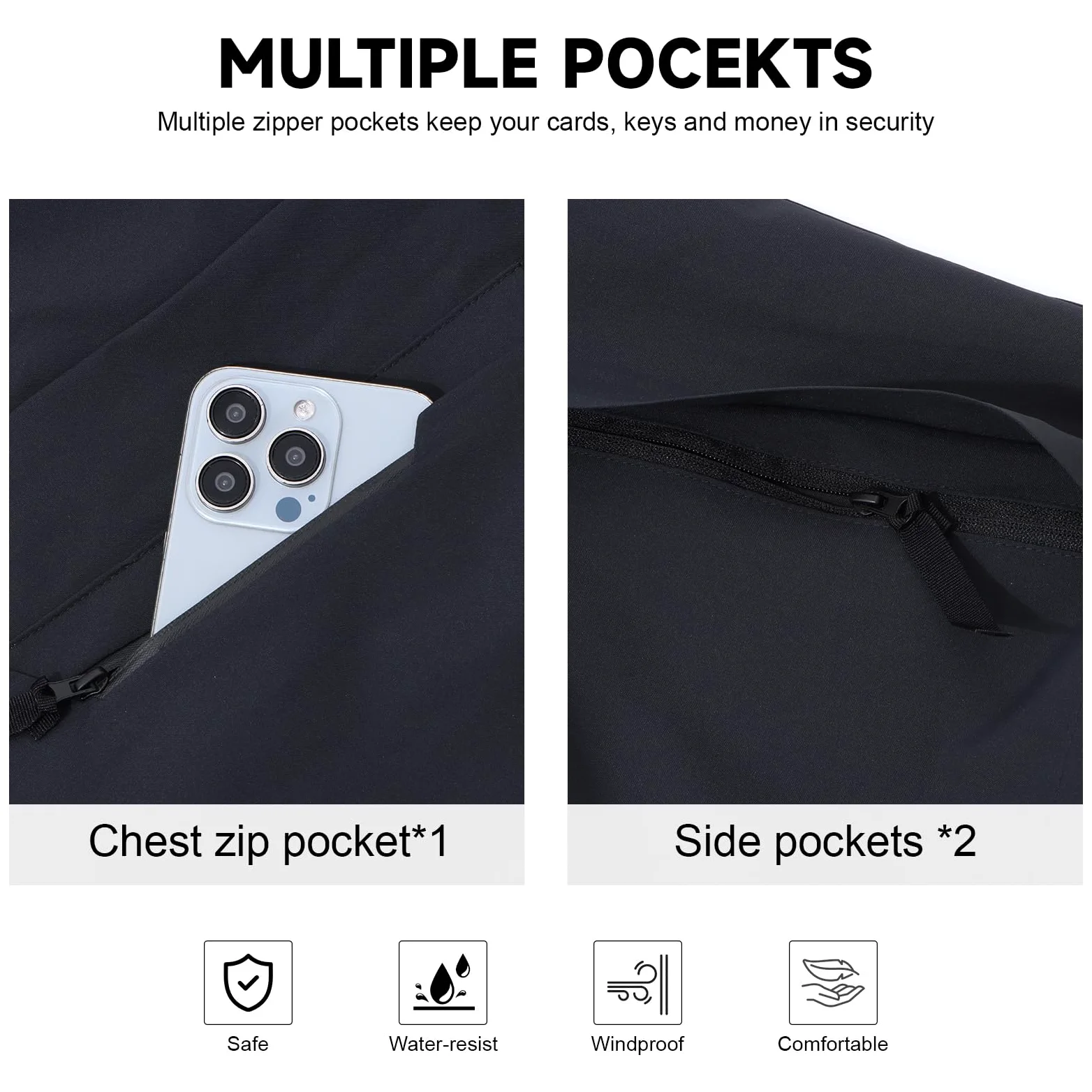 LHHMZ Chaqueta impermeable Hombre, Chaquetas Ligeras Transpirables, Chaqueta Casual de Uso Diario, Chaqueta de trabajo con capucha