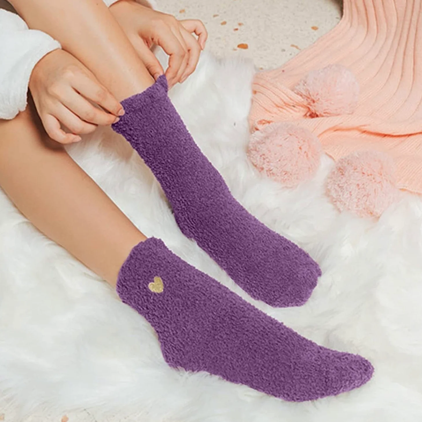 Calcetines Invierno 8 Pares De Calcetines Para Mujer Con Patrón De Corazón De Amor, Esponjosos, Súper Suaves, Cálidos, Gruesos, Acogedores Y Borrosos Calcetines Termicos