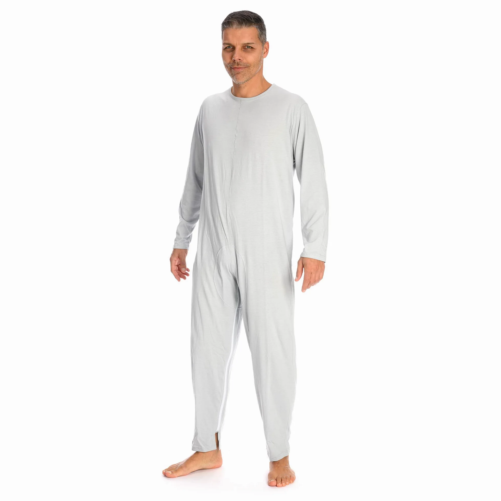 Pijama Antipañal Geriátrico Ideal Hombre en Fresco Algodón con 2 Cremalleras, Talla 3, Pack de 1