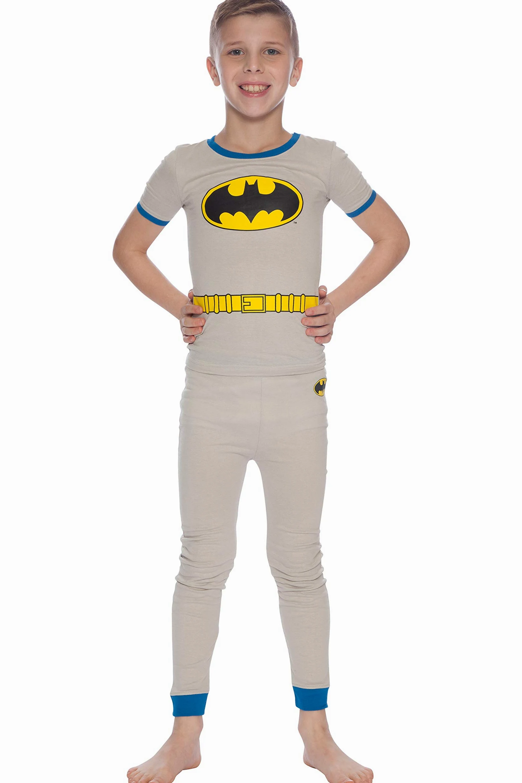 INTIMO DC Comics Boys Batman Superhero Costume Cotton Pijama Set 4 Gris/Azul