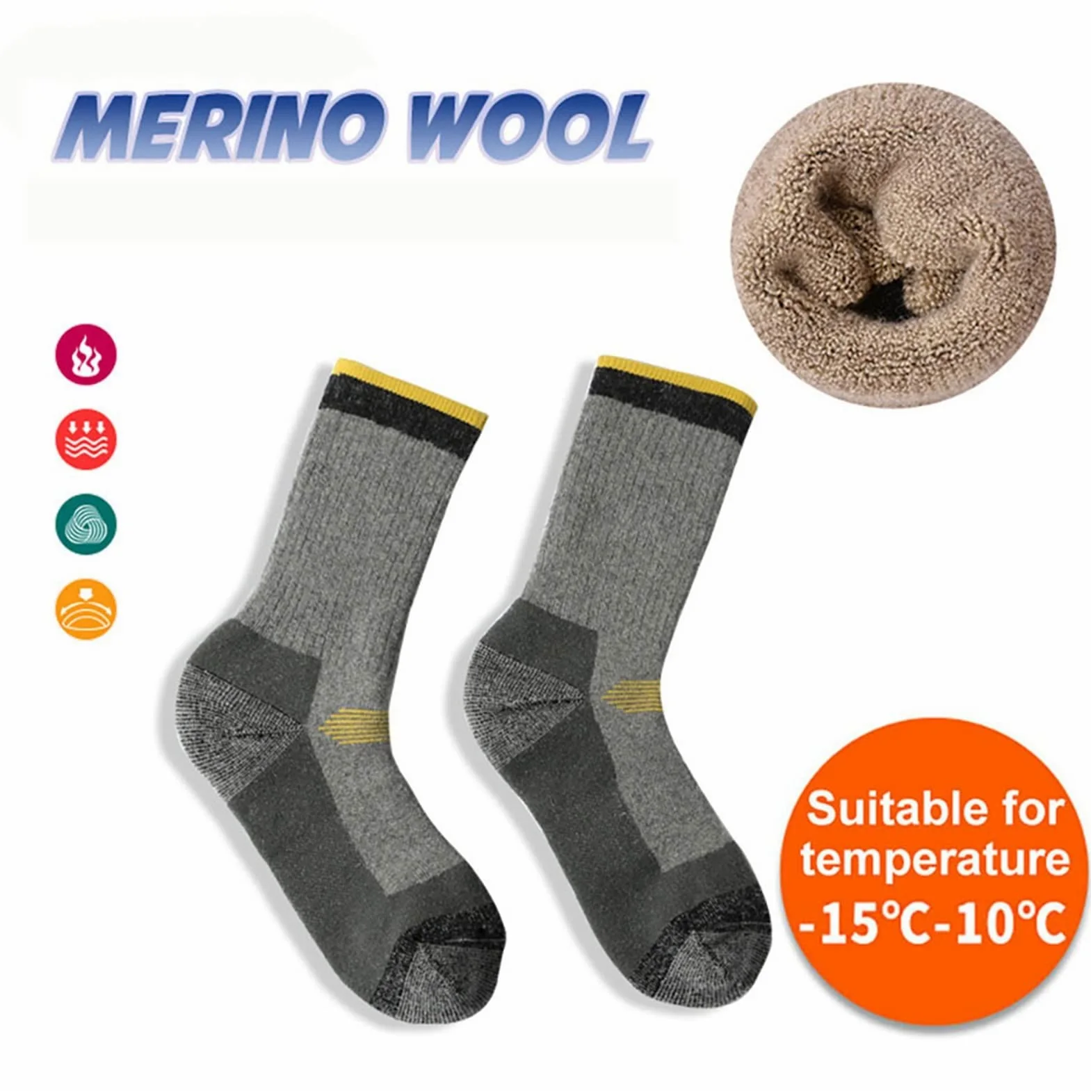 Invierno Mantener cálido Ski Cycling Socks Men Mujer Wool Thermal Soft Thermosocks Espesar Deportes al Aire Libre Calcetines de Snowboard Calcetines