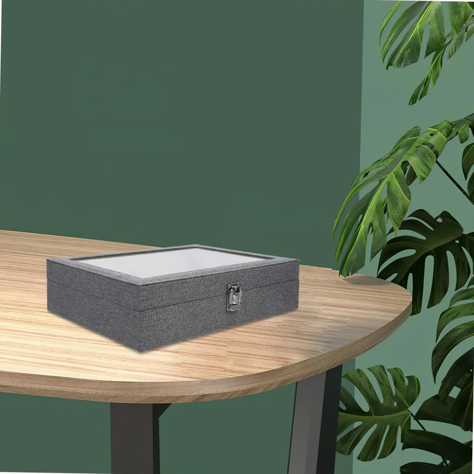 GLEAVI Caja para Guardar Gafas de Sol Tapa Transparente Organizador de Gafas de Sol de Compartimentos Estuche de Almacenamiento