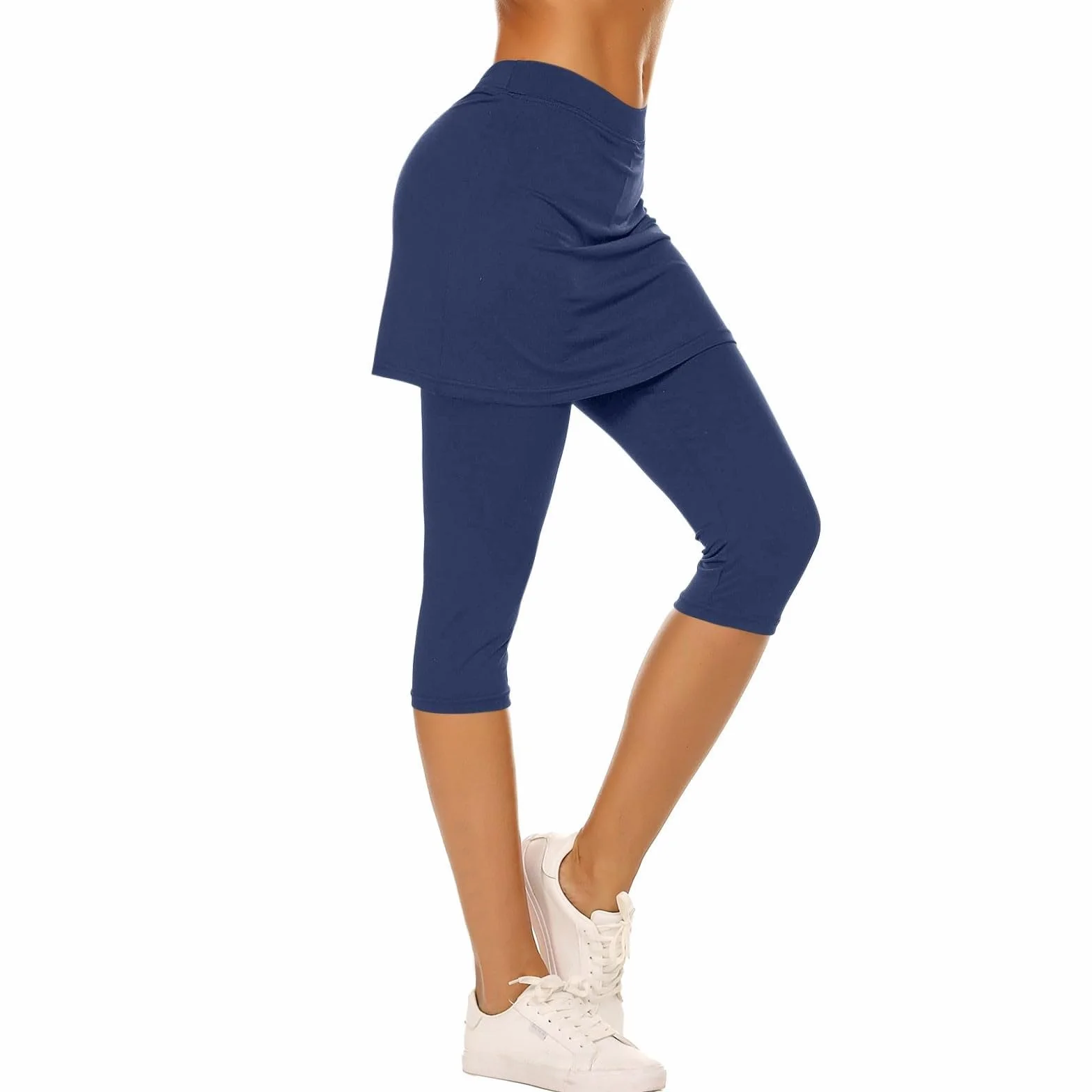 Pantalones deportivos para mujer con falda 2 en 1, faldas de tenis con bolsillos, falda de golf, gimnasio, entrenamiento, falda deportiva, cintura alta, pantalones deportivos hasta la rodilla