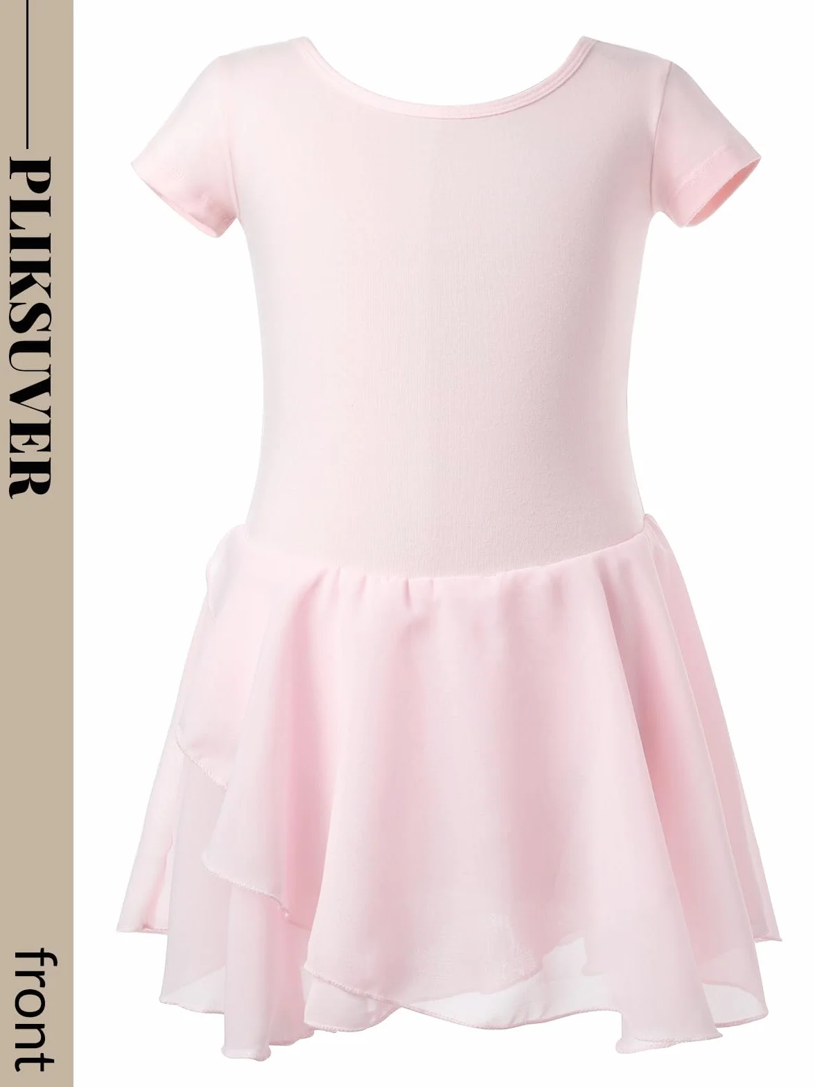Vestido de Ballet para Niñas Manga Corta Maillot de Danza con Falda de Gasa