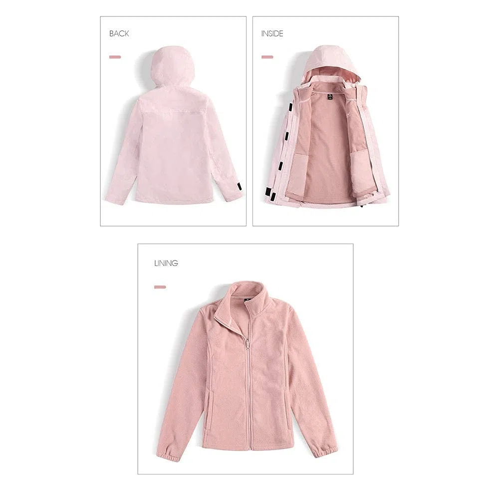 MU Chaqueta de Esquí a Prueba de Agua de Los Hombres 3 en 1 Windoorvientos Winter Warmable Warmable Abrigo Cómodo Cómodo Fleece Ropa Interior/White/S