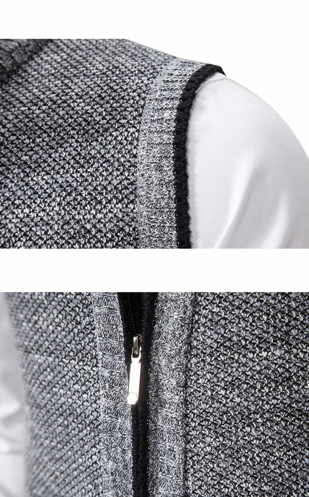 Disimlarl Suéter de punto sin mangas para hombre, cárdigan de lana con cremallera, suéter de cuello alto, chaleco de punto