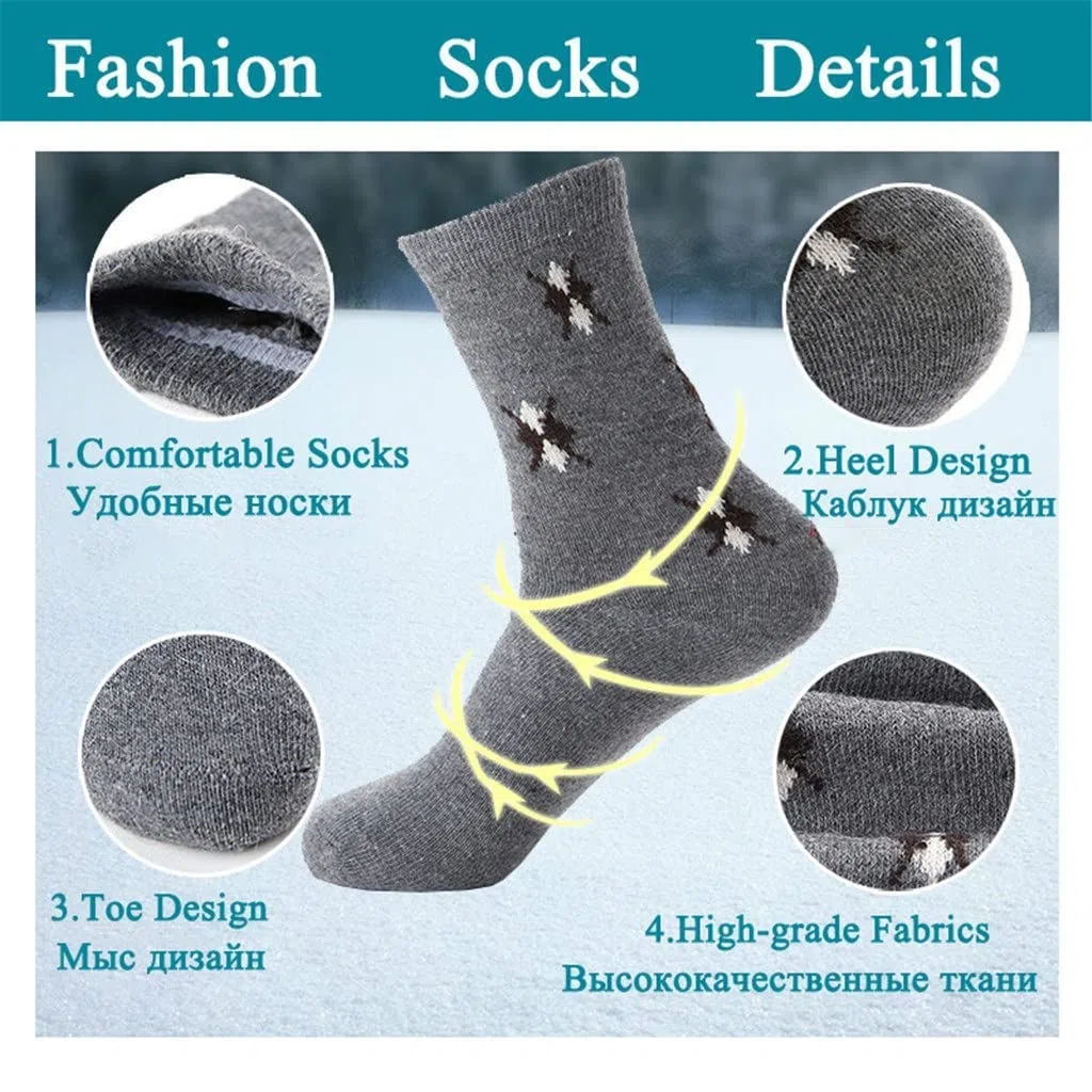 5 Pares/Lote Calcetines de Lana Hombres cálidos Invierno Cachemira cómodos Calcetines Casuales Hombres Calcetines de Regalo (Color: un tamaño: un tamaño) (Color : A, Size : One Size)