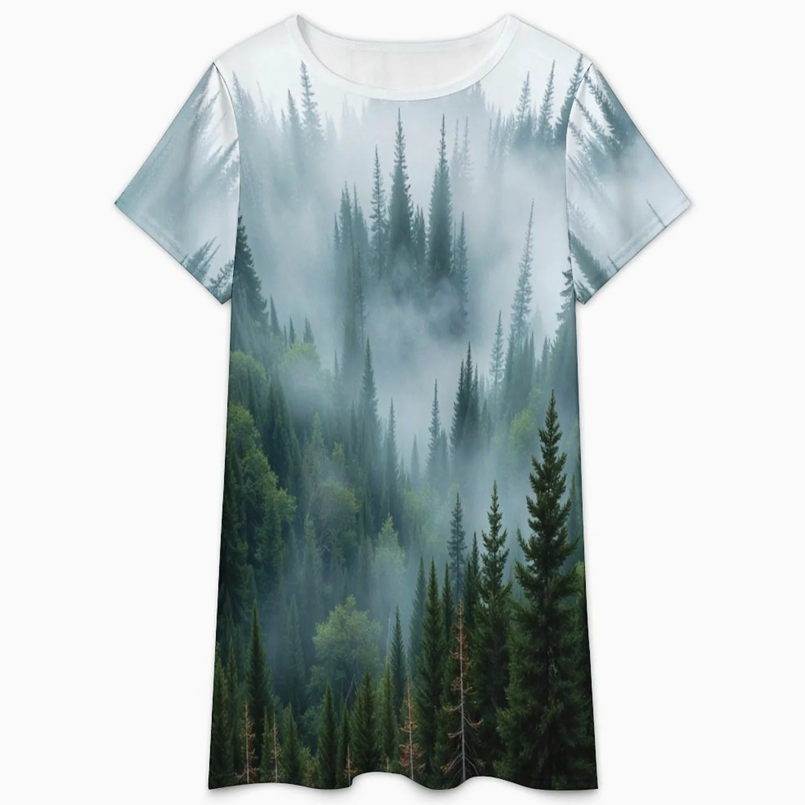 Camisones De Mujer - Bosque Verde Camisón De Manga Corta para Estar En Casa Tallas S-3Xl Holgado Largo Suave para El Verano.