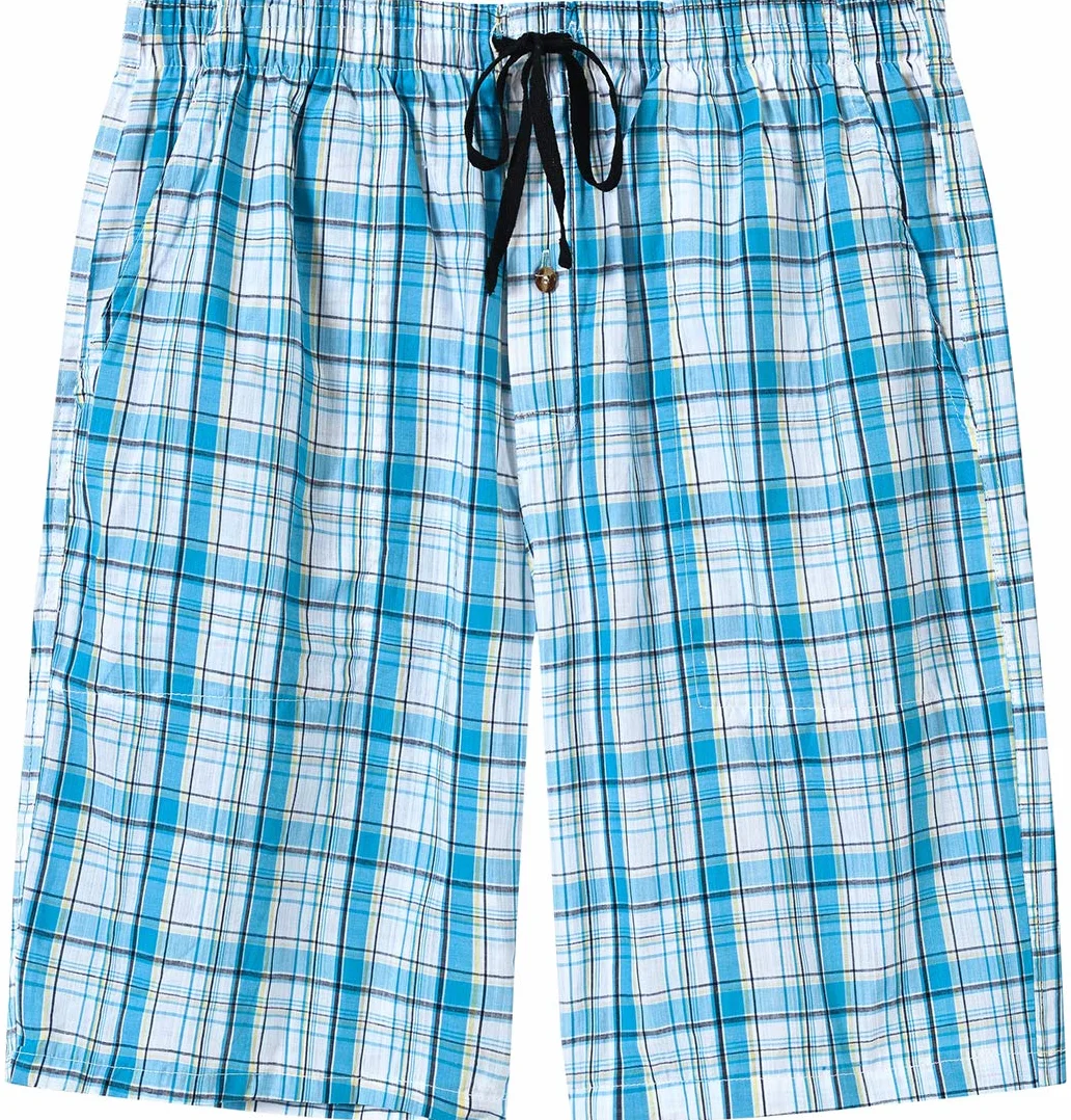 MoFiz Hombre Pantalón Corto de Pijama Casual Shorts a Cuadros de Algodón con Bolsillos