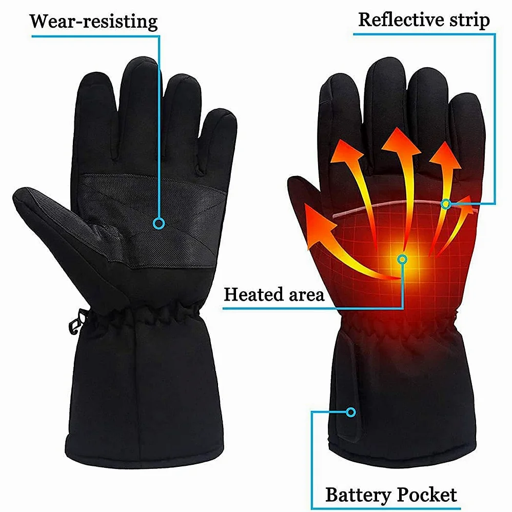 Guantes térmicos eléctricos con Pantalla táctil, para Exteriores, Interiores, calefacción a batería, Guantes de Invierno a Prueba de Viento para Hombres y Mujeres, al Aire Libre, c