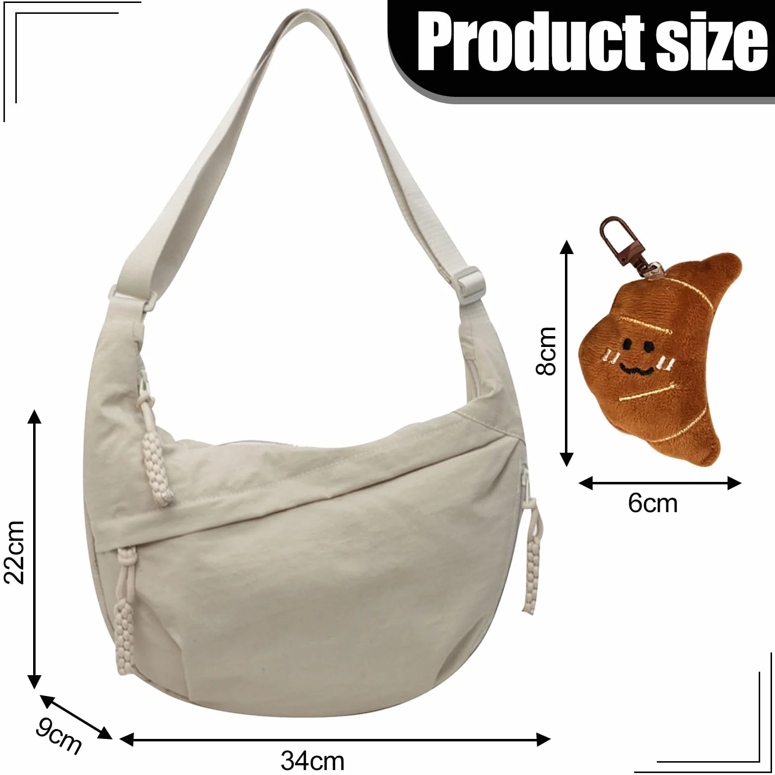 TYXHXTF Bolso de Media Luna para Mujer, Bandolera con Correa de Hombro Ajustable, para Viaje, Compras, Escuela, Oficina