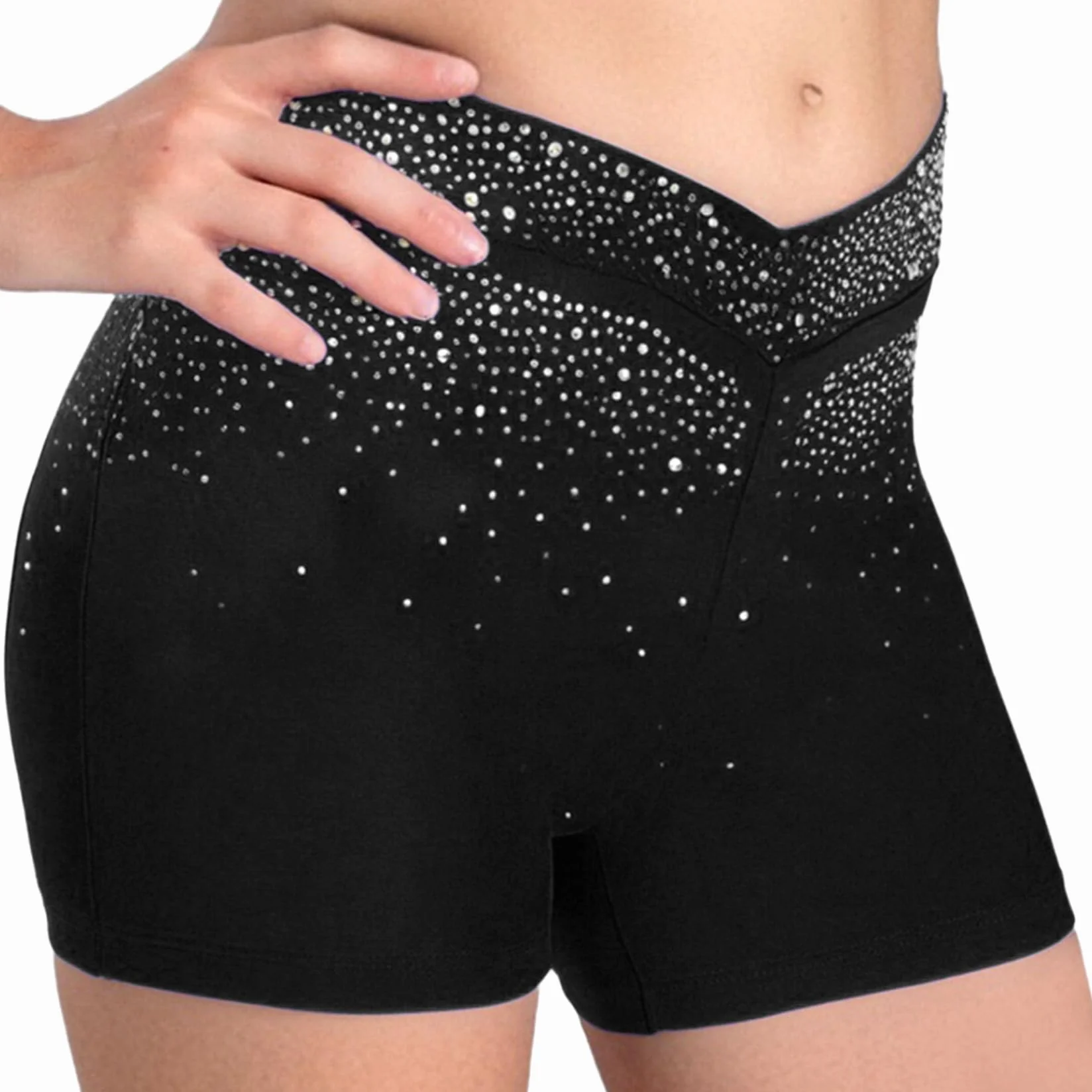 Pantalones cortos para niña con brillantes, pantalones cortos de gimnasia, pantalones cortos de deporte para niños, patinaje artístico, acrobacias, pantalones cortos, cintura elástica