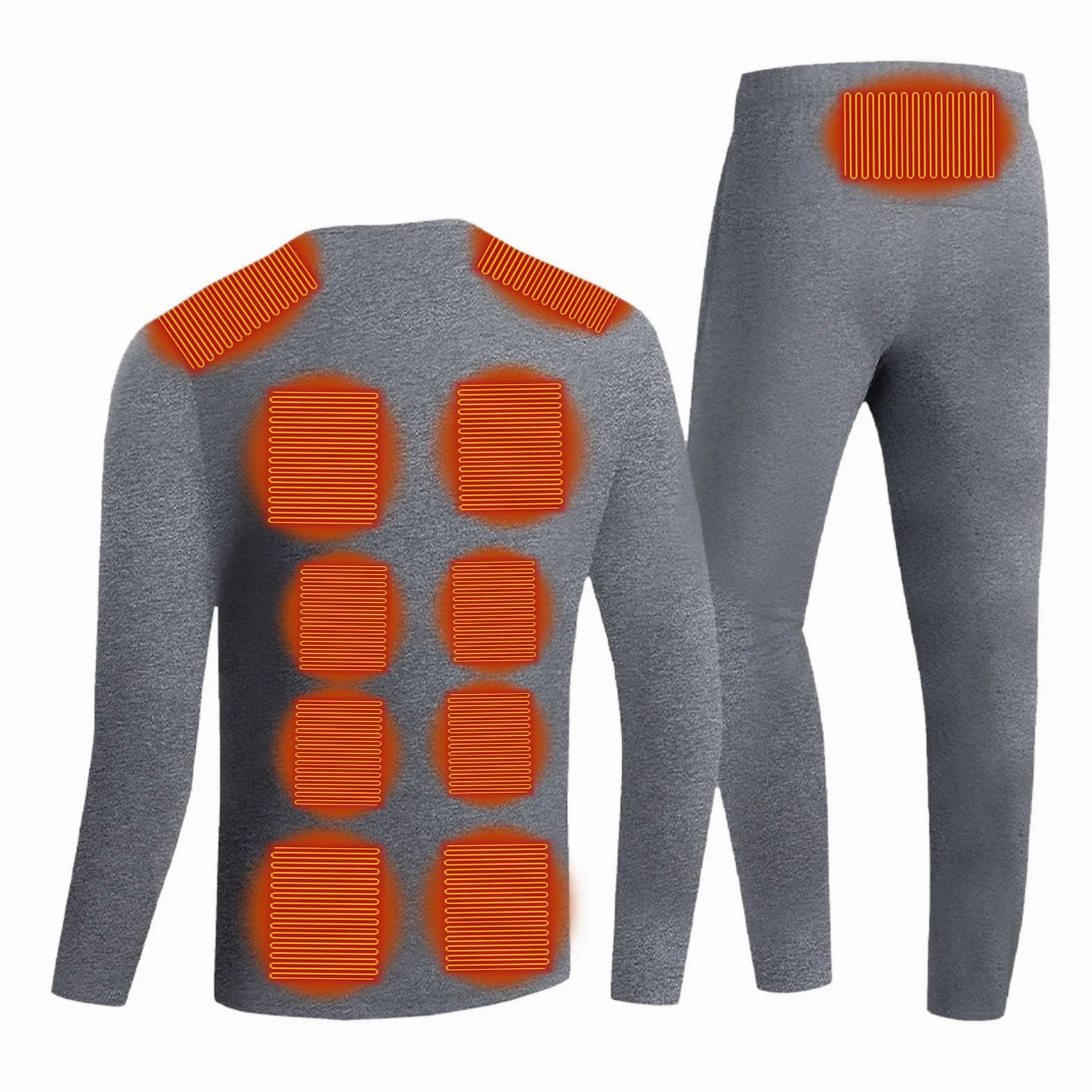 NUSGEAR 2022 Conjunto de Ropa Interior Térmica Calefactables para Hombre Mujer Ropa Térmica Eléctrico Ciclismo Esquí Set de Ropa con 3 Configuraciones de Calor Lavable Camiseta y Pantalón