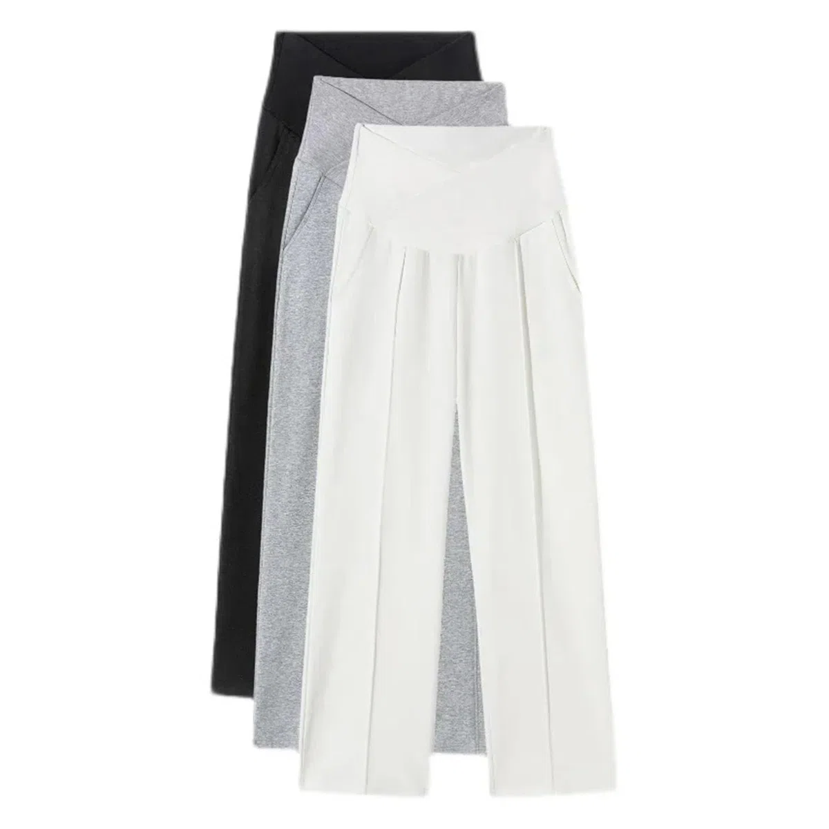 Pantalones de Maternidad Rectos, Finos y Frescos de Verano, de Cintura Baja for Embarazadas, Pantalones de Embarazo Holgados con Pierna Ancha.(White,M)