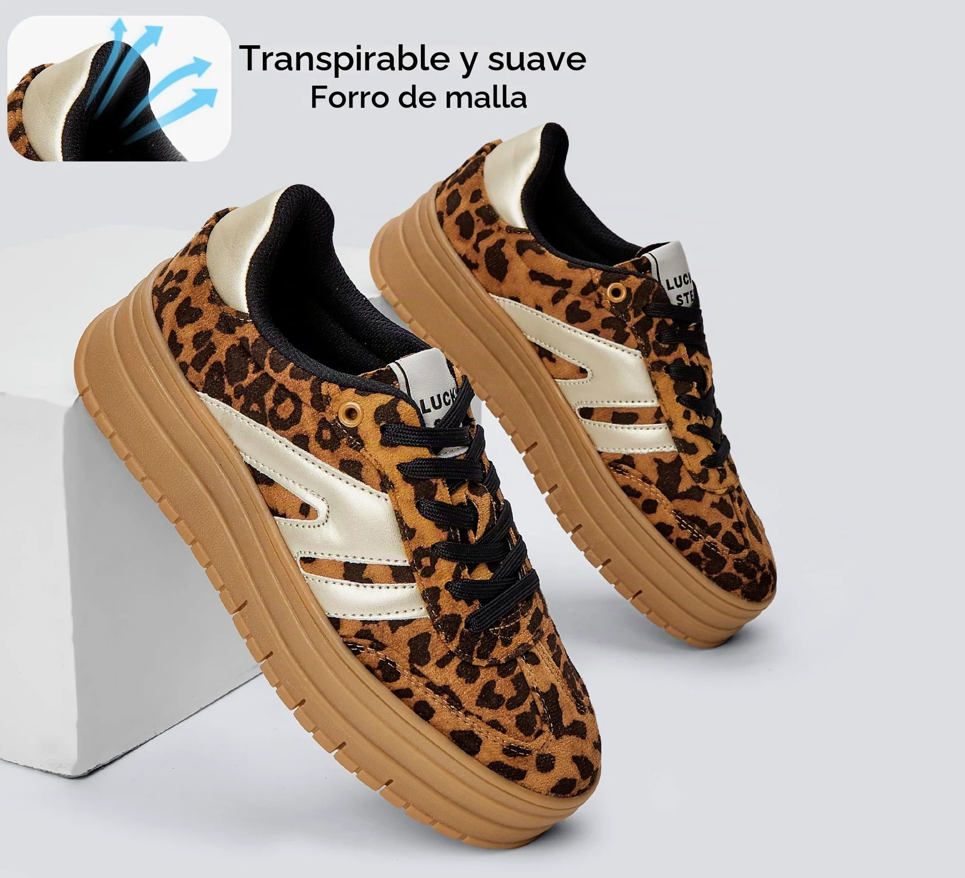 LUCKY STEP Zapatillas Plataforma Mujer - Cuña Clásica Lona Retro Tobillo Bajo Cómodas Diarias