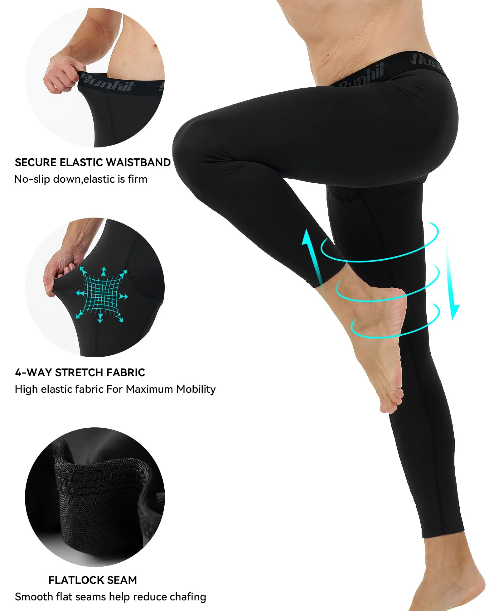 Runhit Compression Pants Men Leggings para Hombre