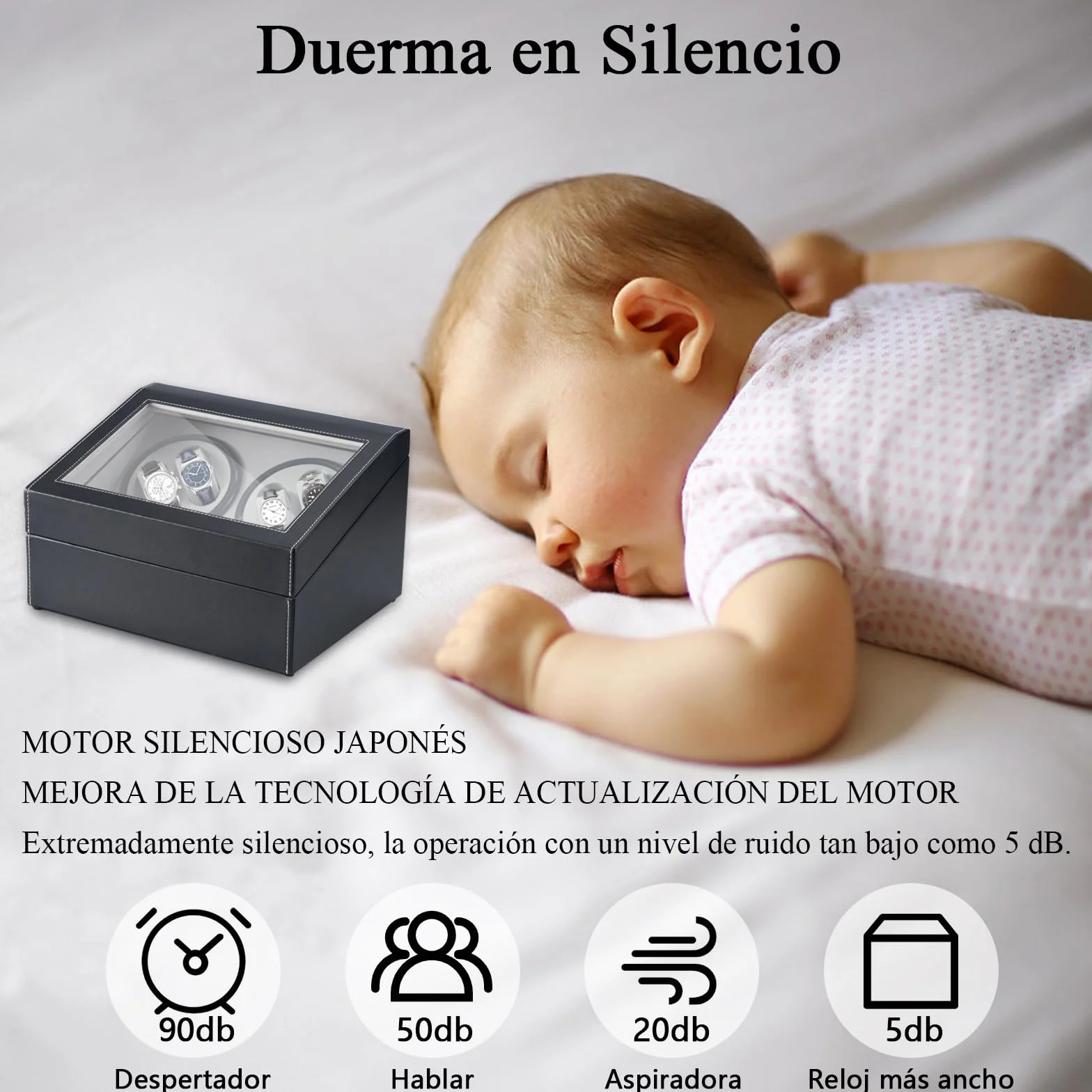 Caja de Carga Automática Ultra Silenciosa para Relojes de Lujo 4 Relojes de Pulsera Mecánicos