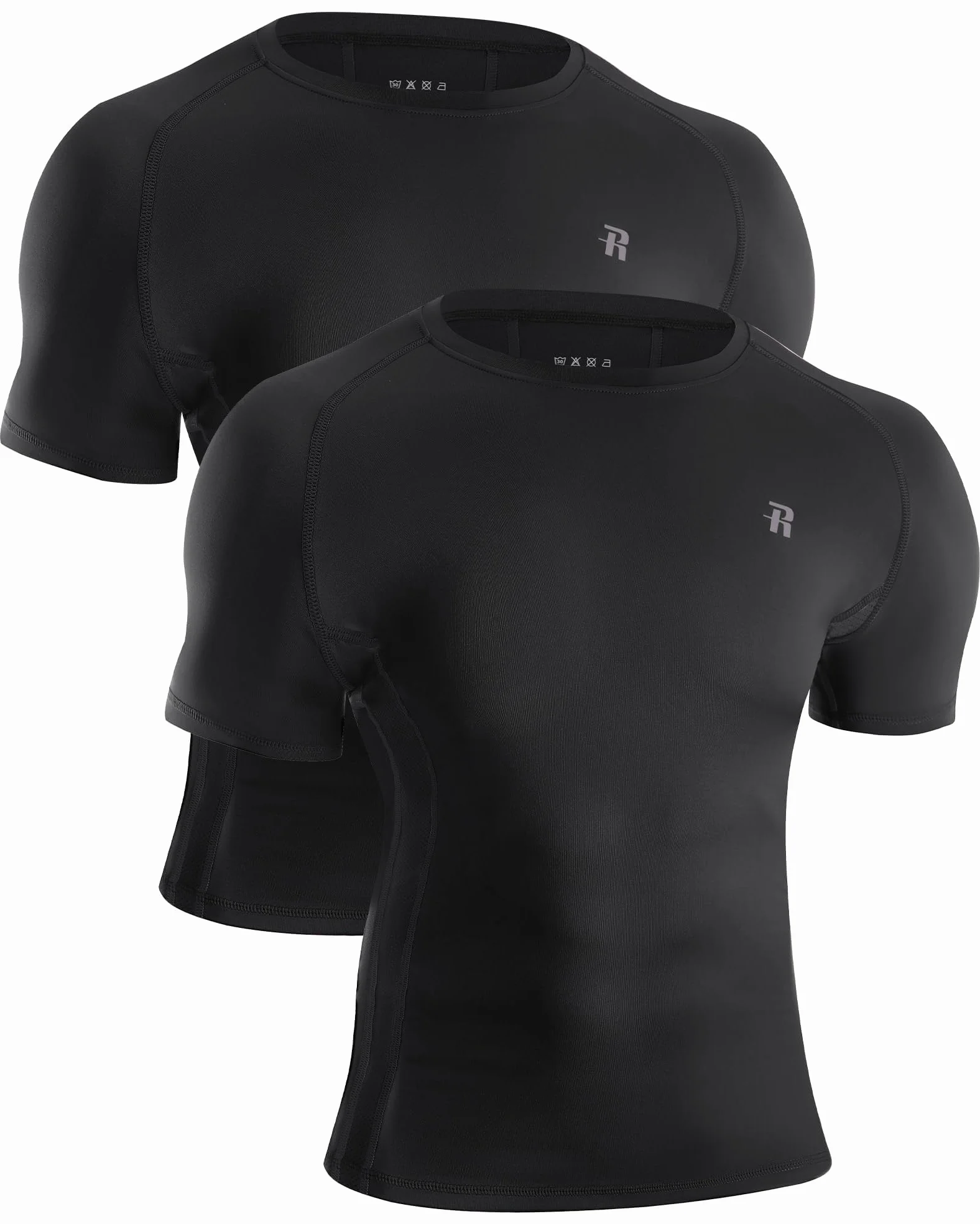 Runhit Paquete de 2 camisetas de compresión para hombre, manga corta, fresca, para entrenamiento, atletismo, capa base, camiseta interior