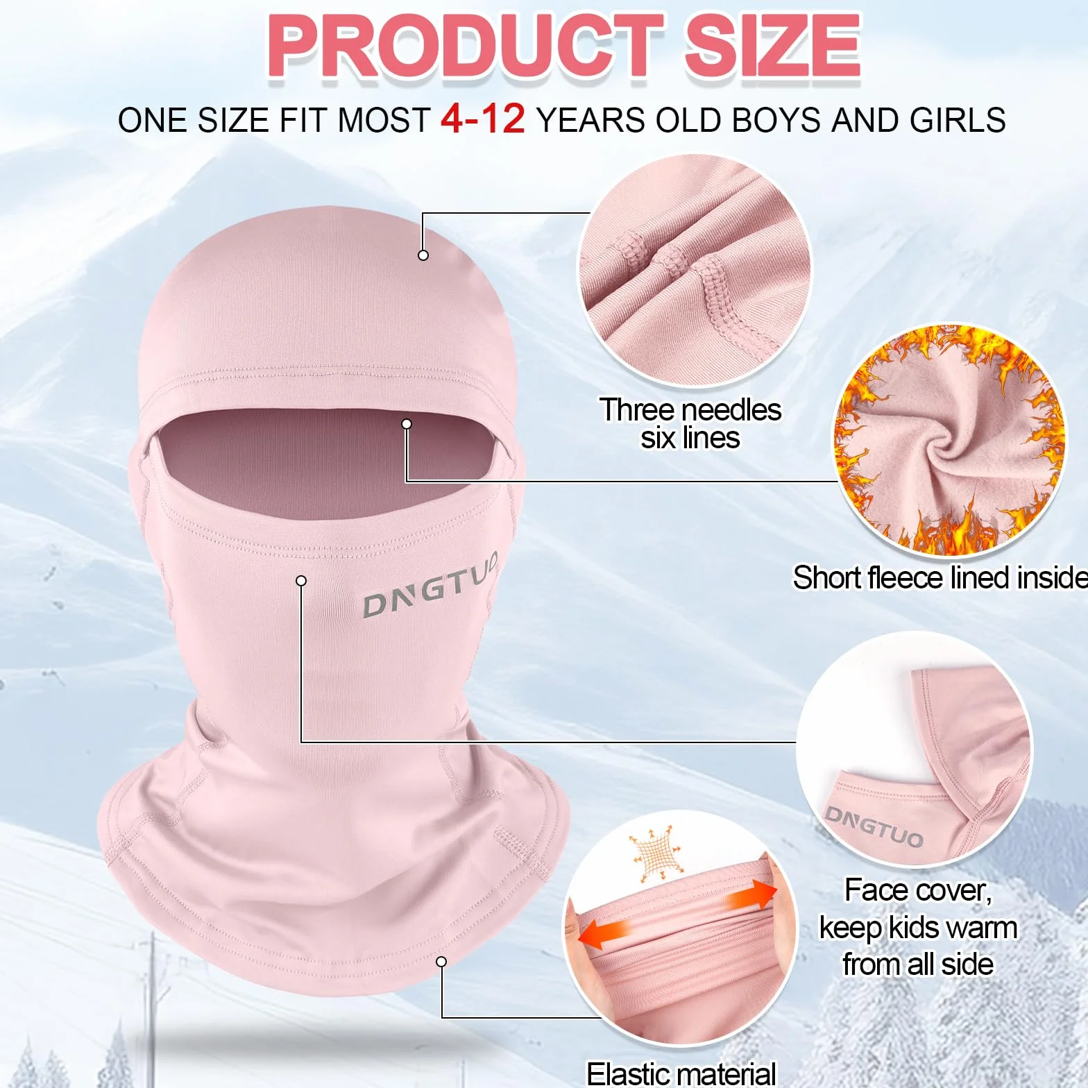 Pasamontañas Térmico Invierno Niños 4-12, Prueba de Viento Forro Polar Máscara Esquí Ciclismo Gorro Calentador Cuello