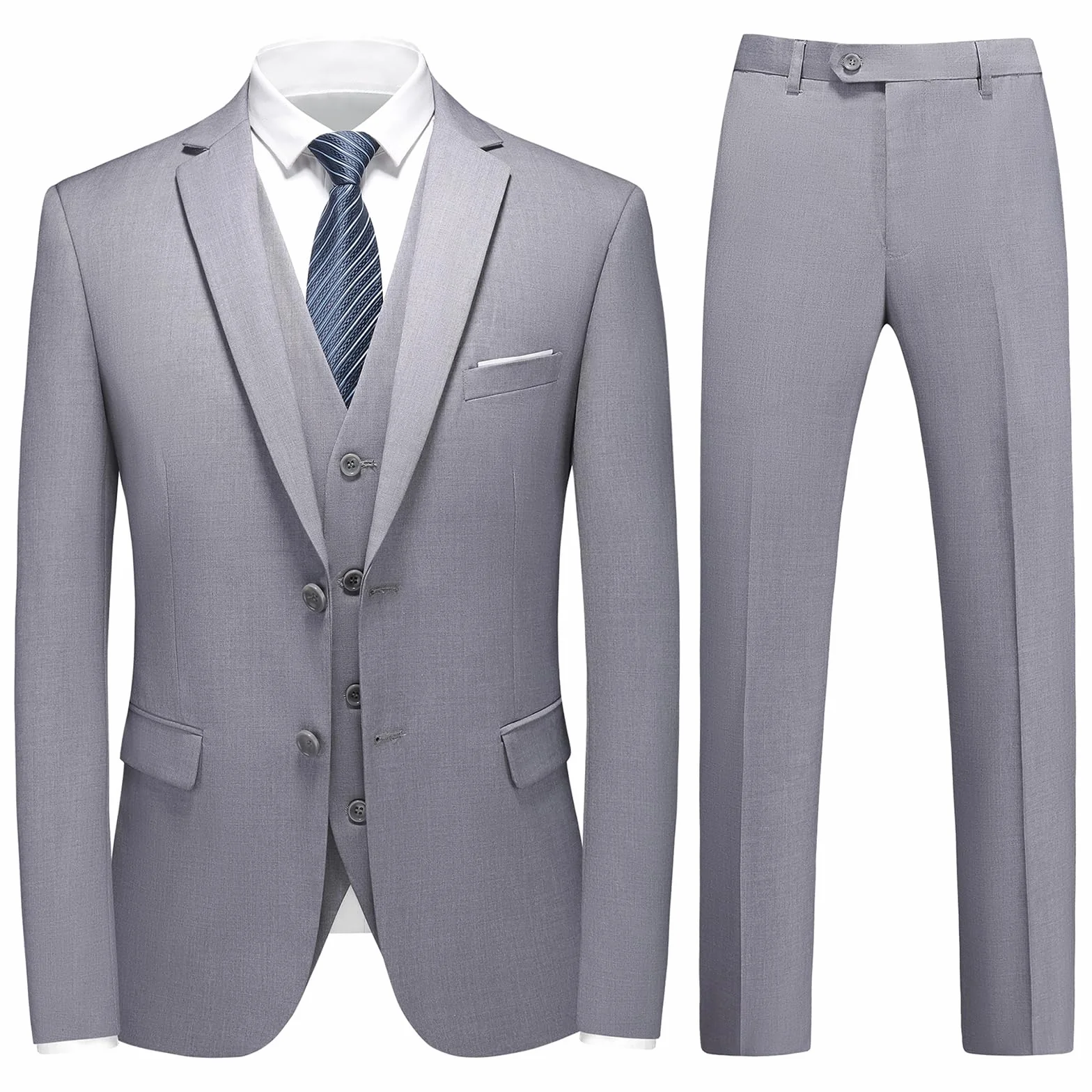 Traje de hombre 3 piezas Slim Fit traje de negocios boda cena formal dos botones traje de esmoquin para hombres clásico blazer chaleco pantalones conjunto