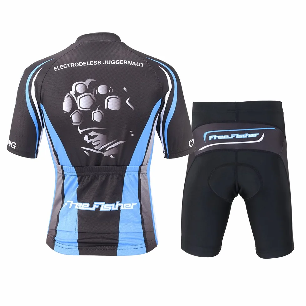 Conjunto de maillot de ciclismo para niños, transpirable, de manga corta, camisa de ciclismo + con acolchado en el asiento, pantalones de ciclismo, material de secado rápido, para niños y niñas